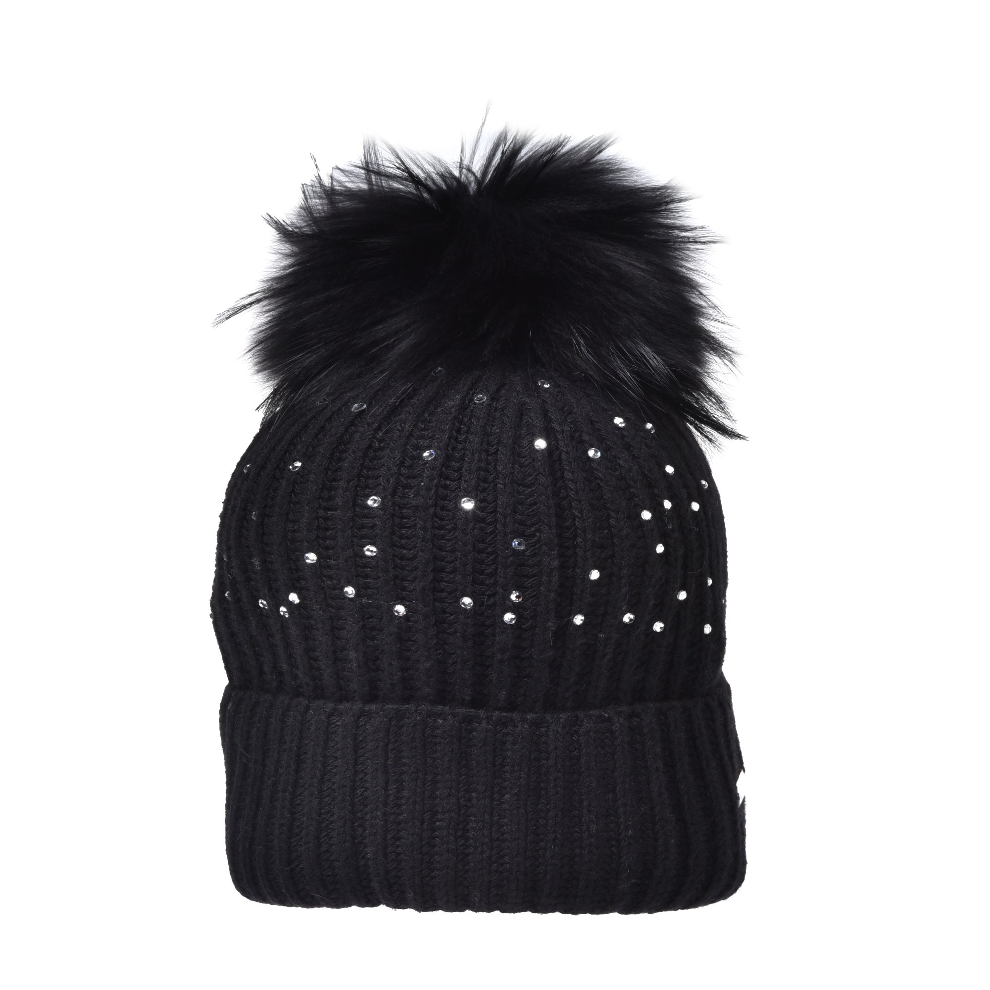 Black wool blend rhinestone hat image