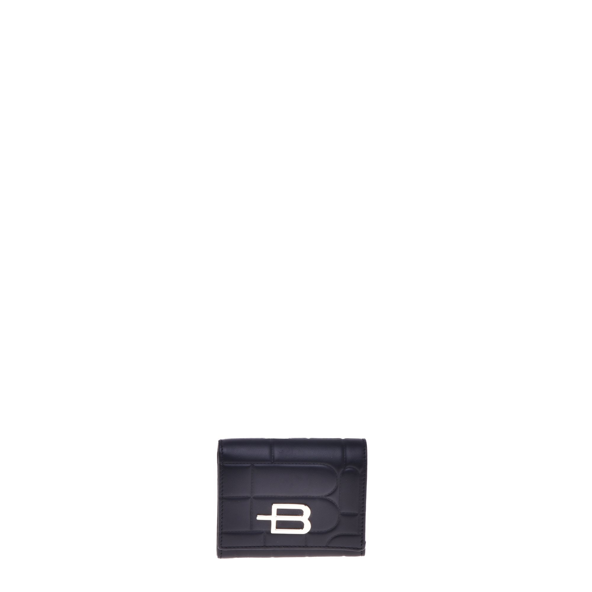 Black leather wallet with monogram image