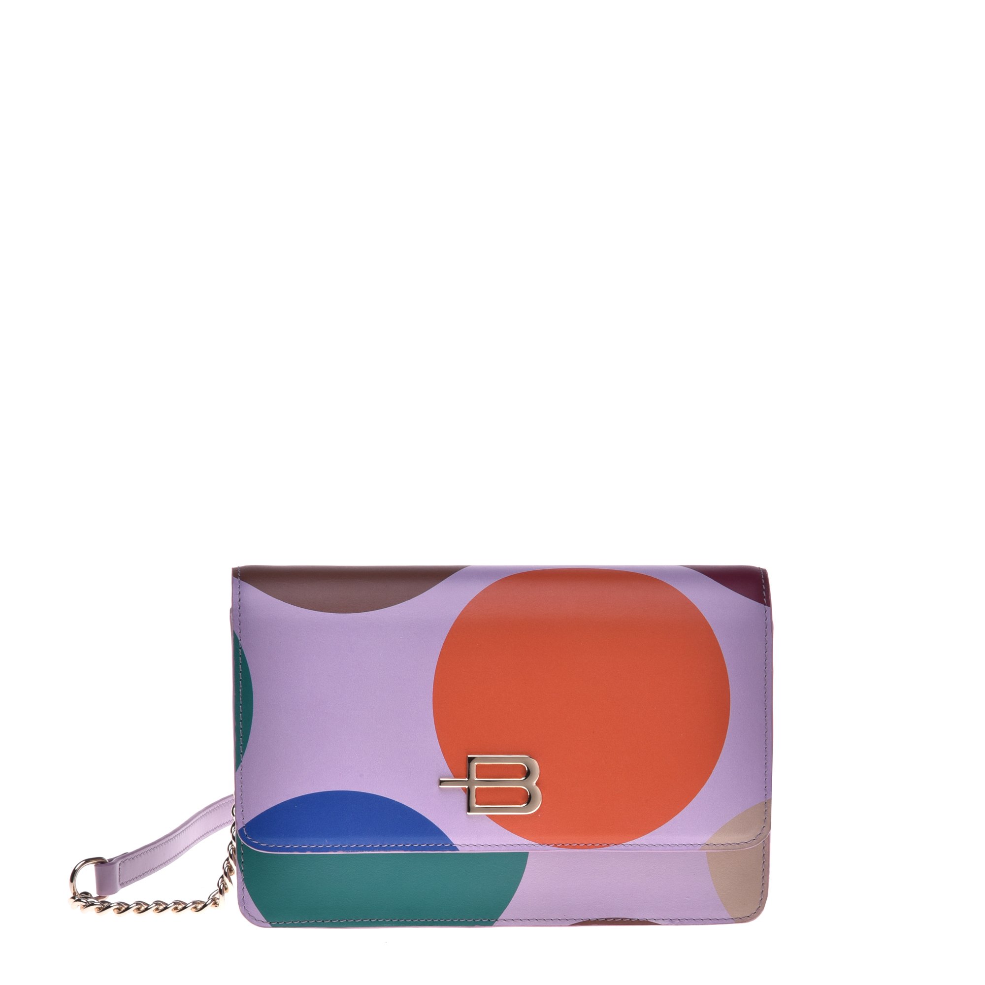 Wallet with shoulder strap in multicoloured printed calfskin image
