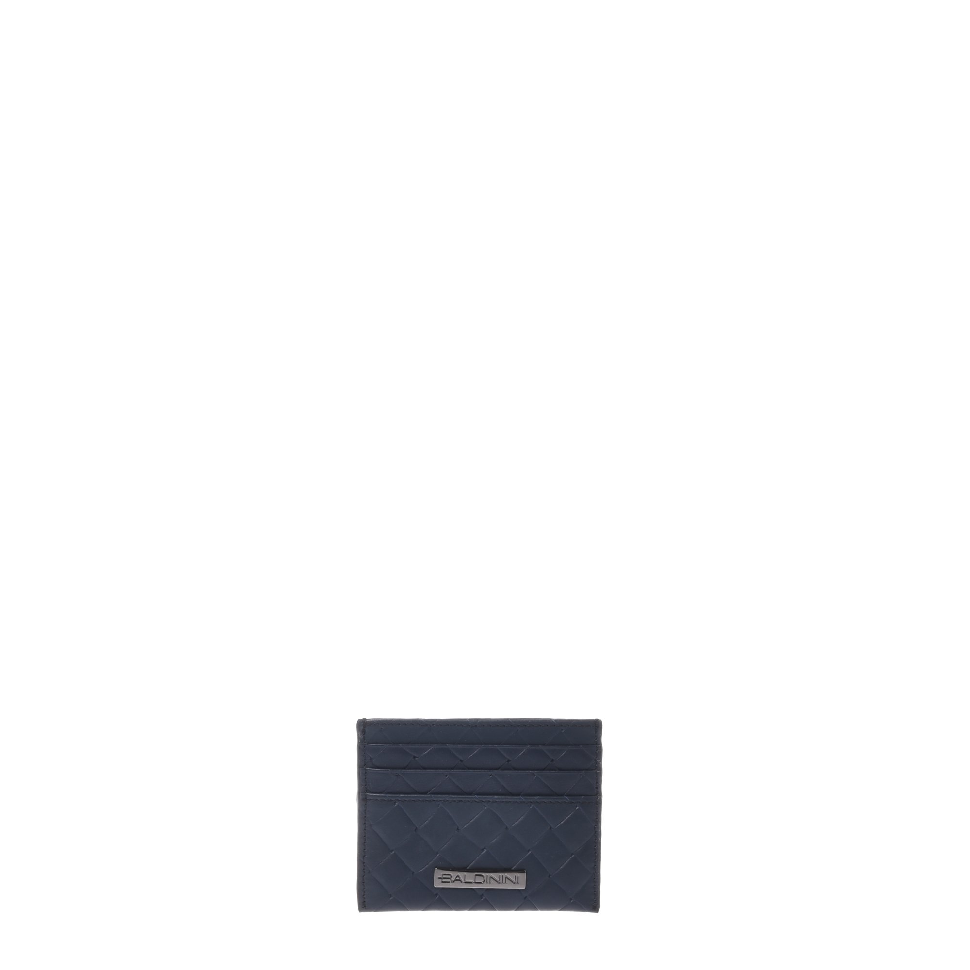 Black woven print leather card holder image