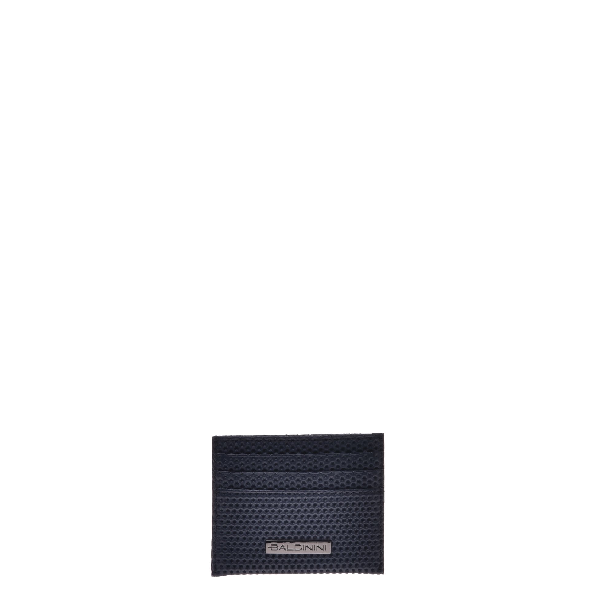 Blue punched leather card case image