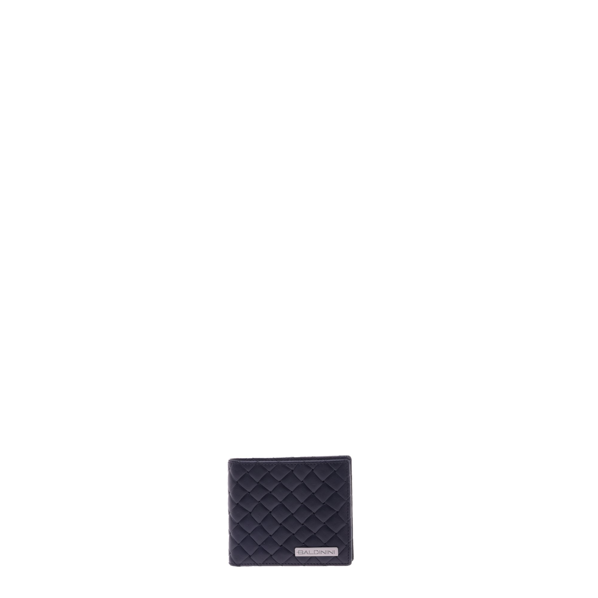 Wallet in black woven print leather image