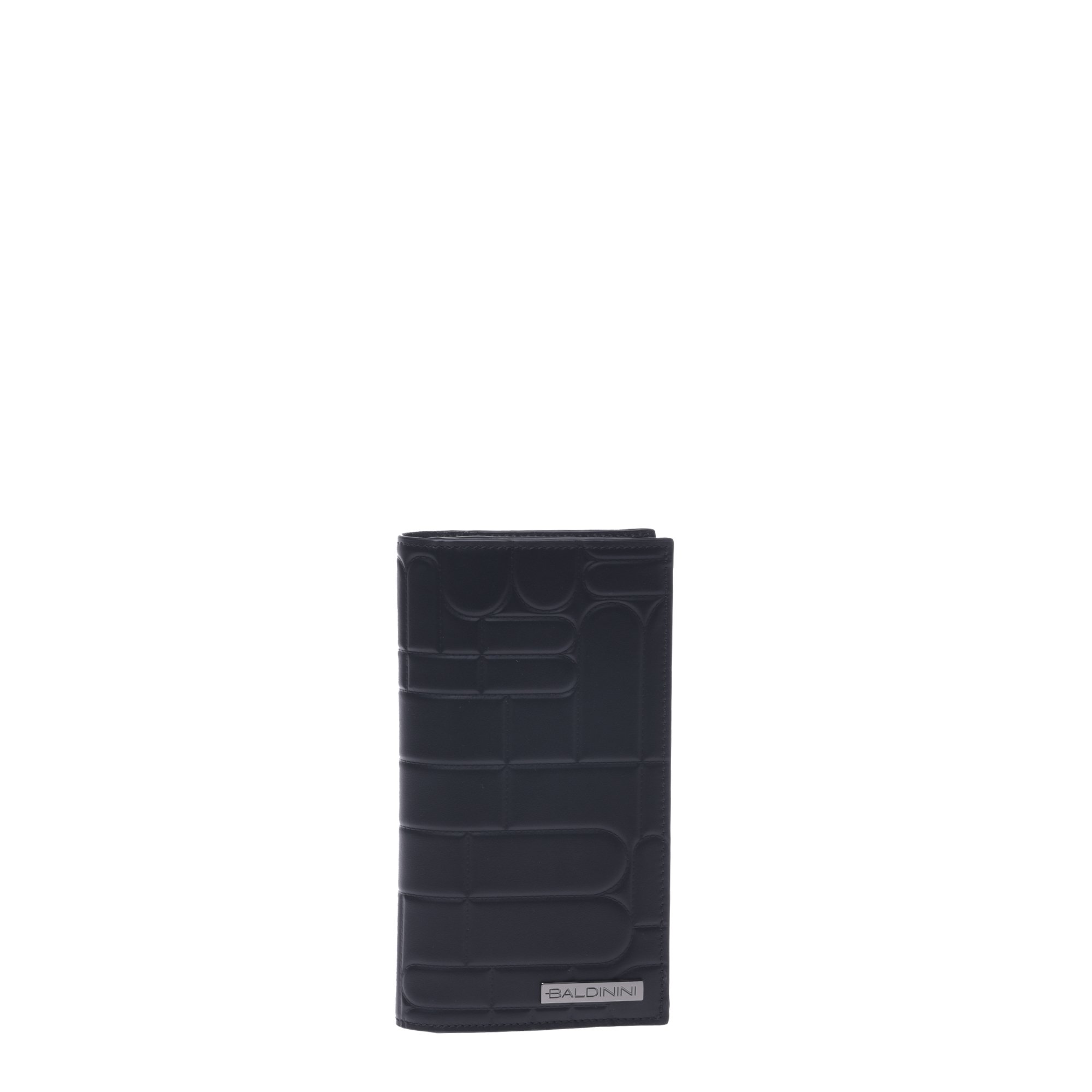 Document holder in black quilted leather with monogram image