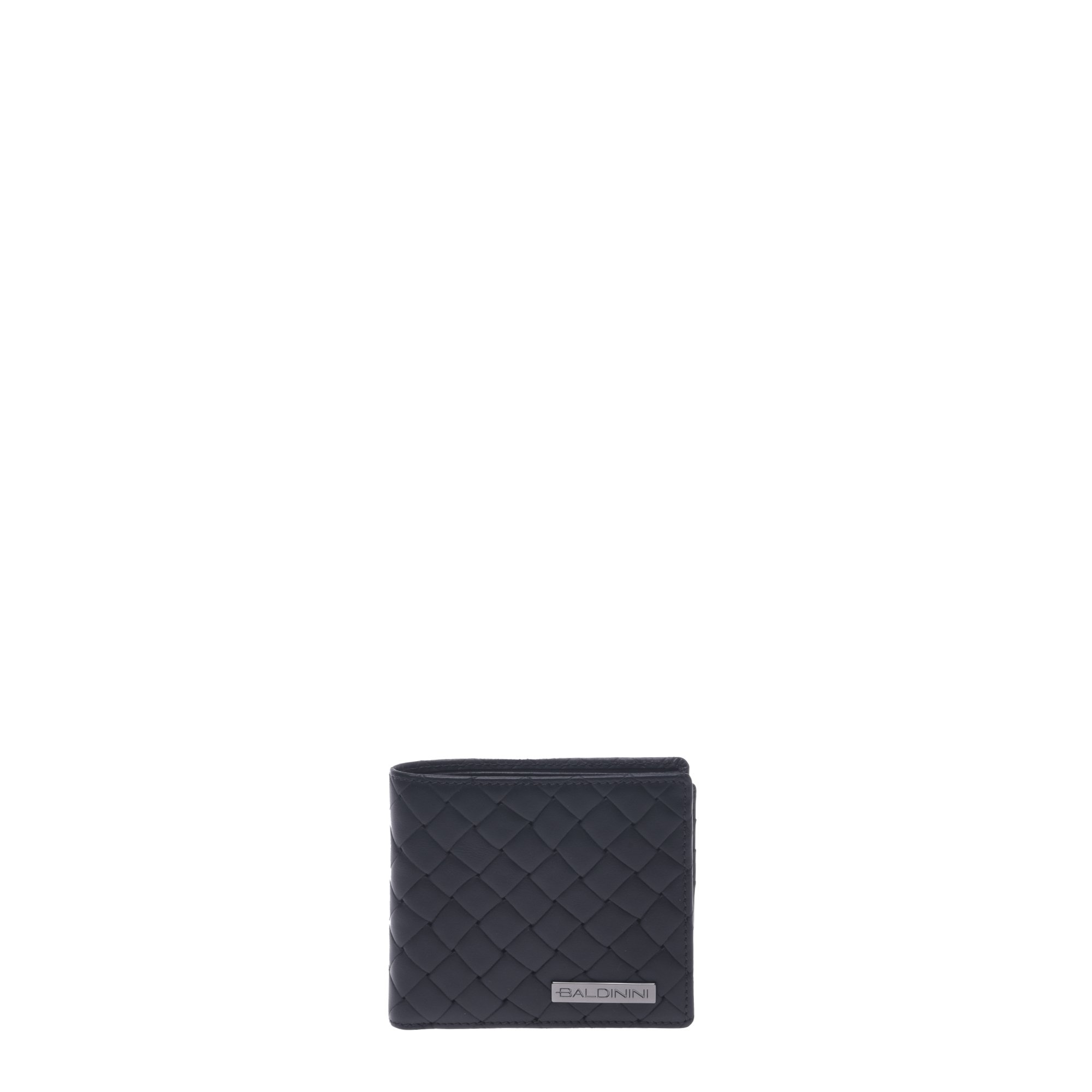 Wallet in black woven print leather image