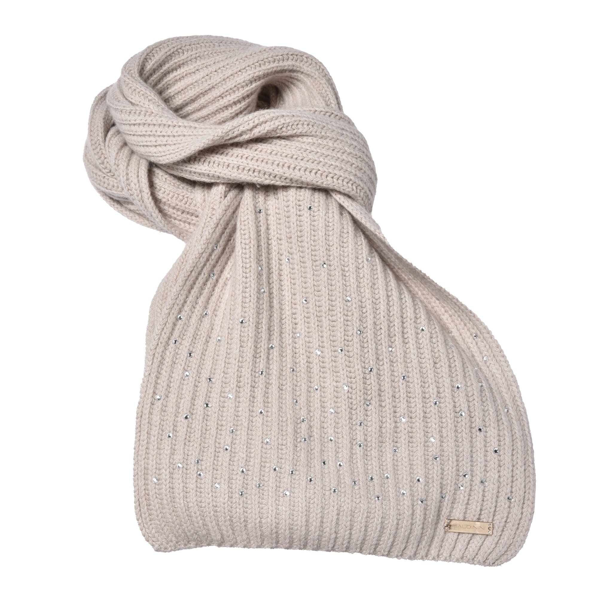 Vanilla wool blend rhinestone scarf image