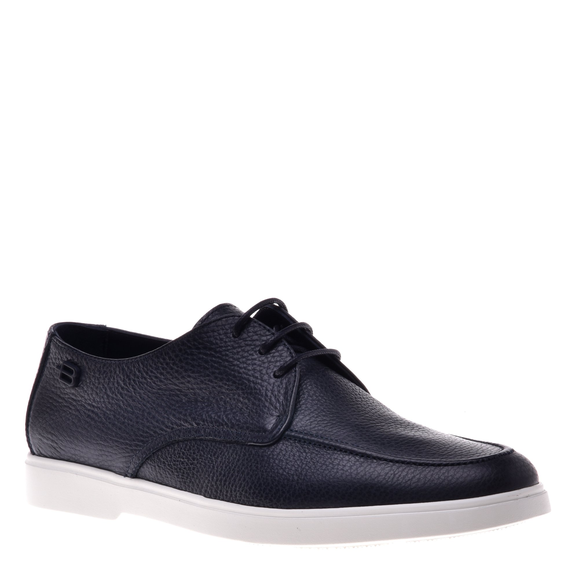 Lace-up in dark blue tumbled leather image