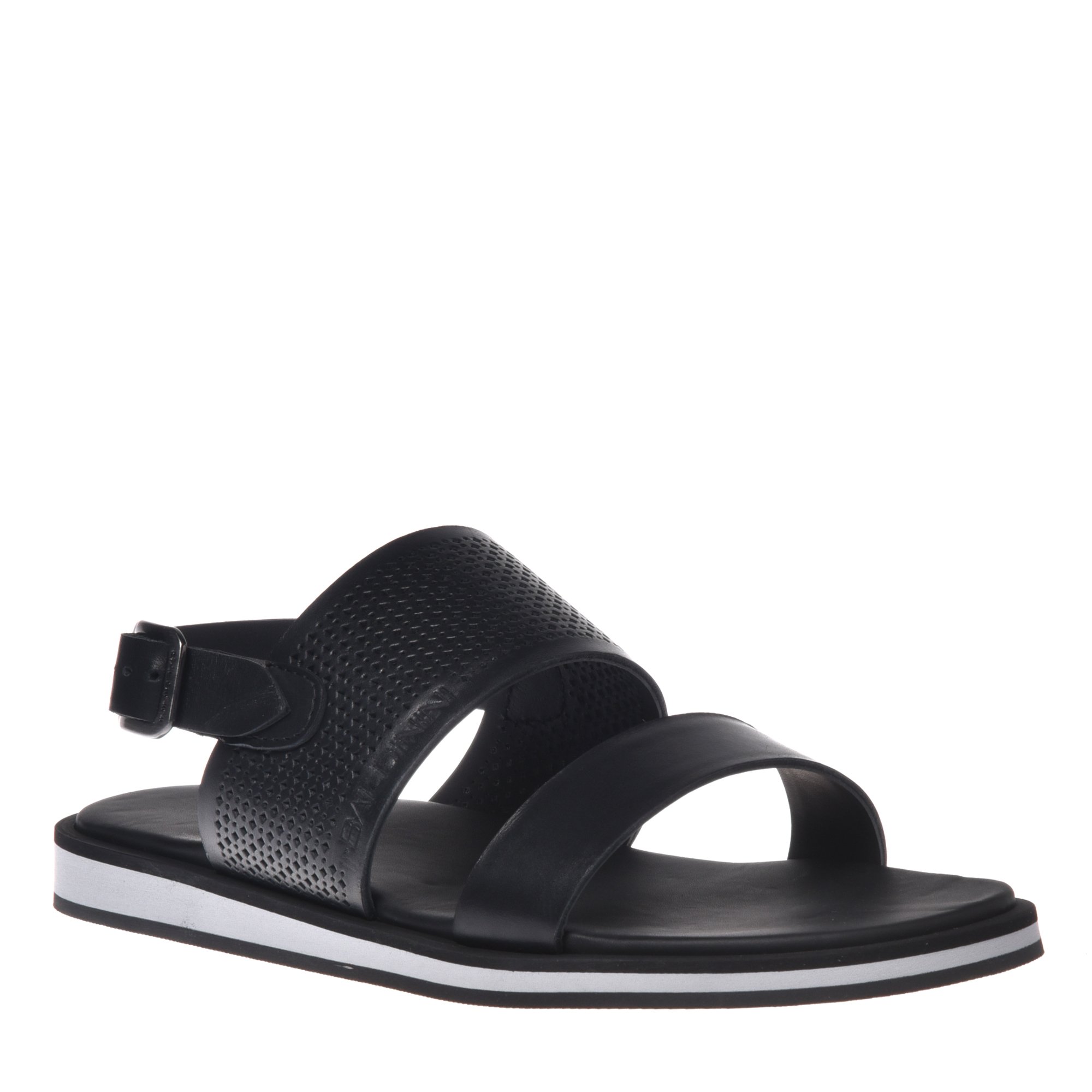 Sandal in black perforated calfskin image