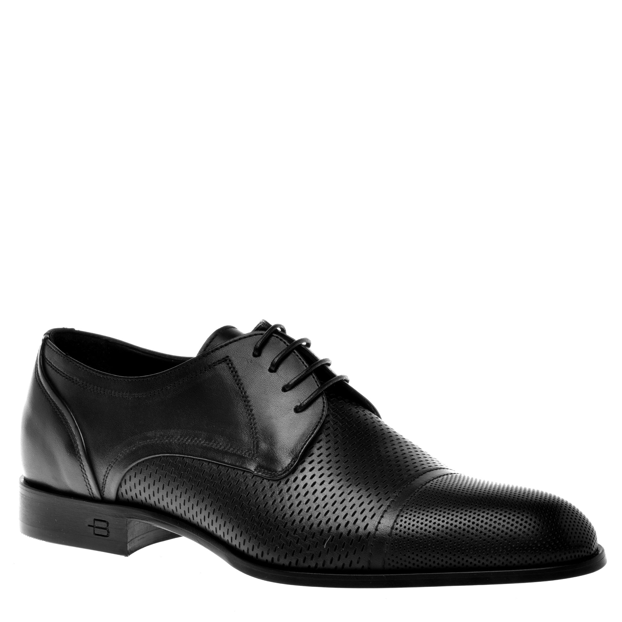 Lace-ups in black perforated calfskin image