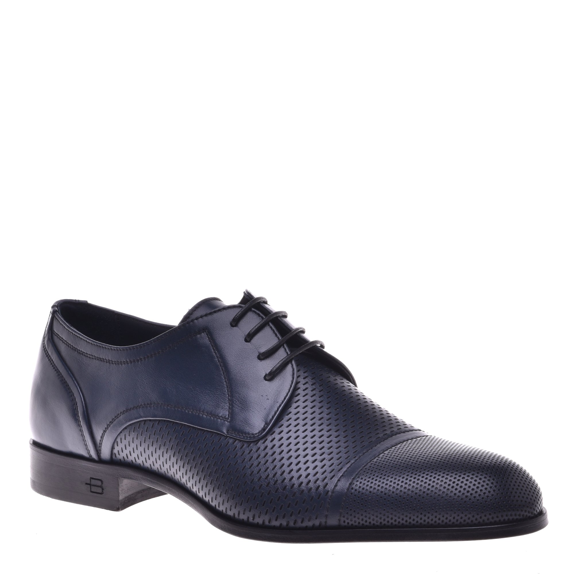 Lace-up in dark blue perforated calfskin image