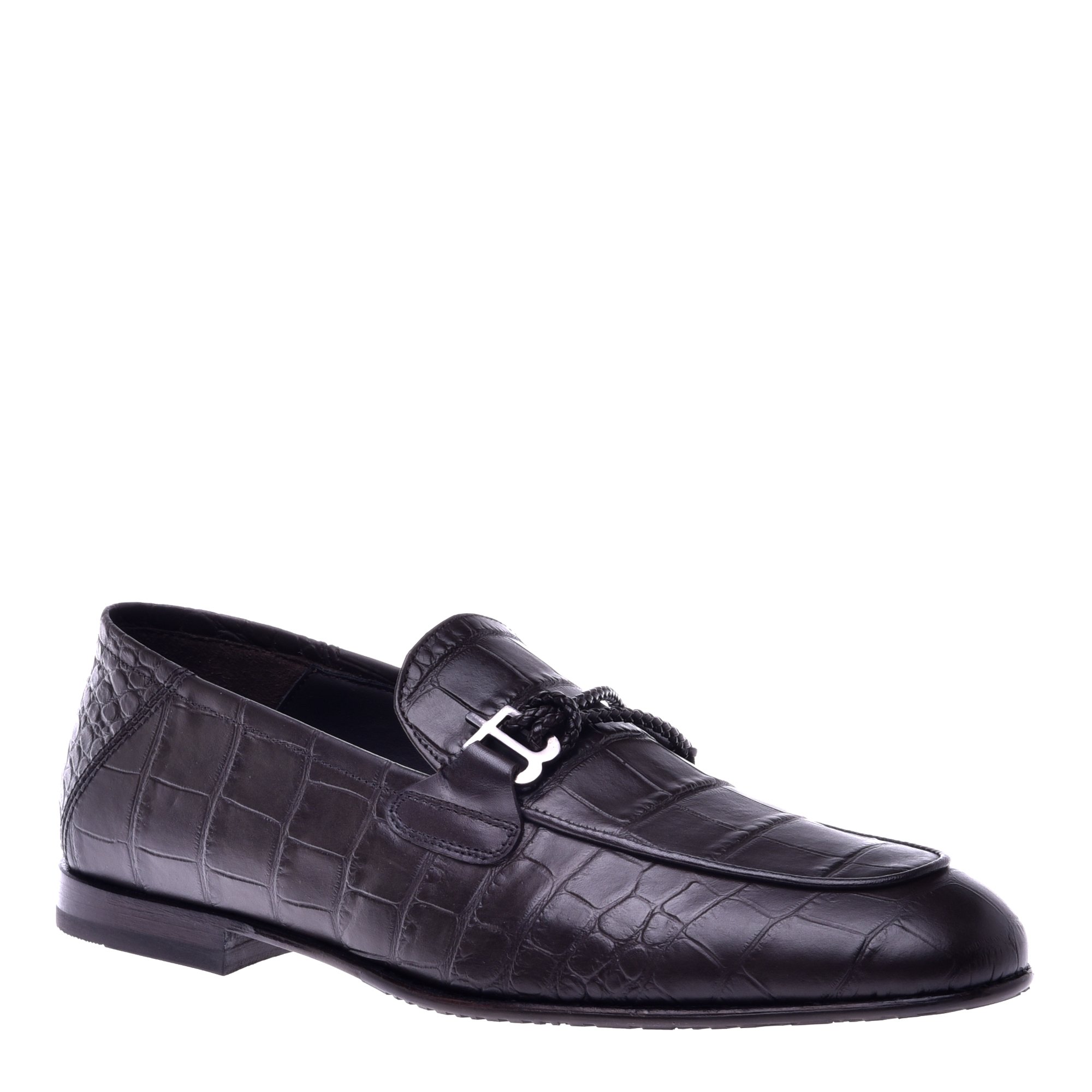 Loafer in dark brown with a crocodile print image