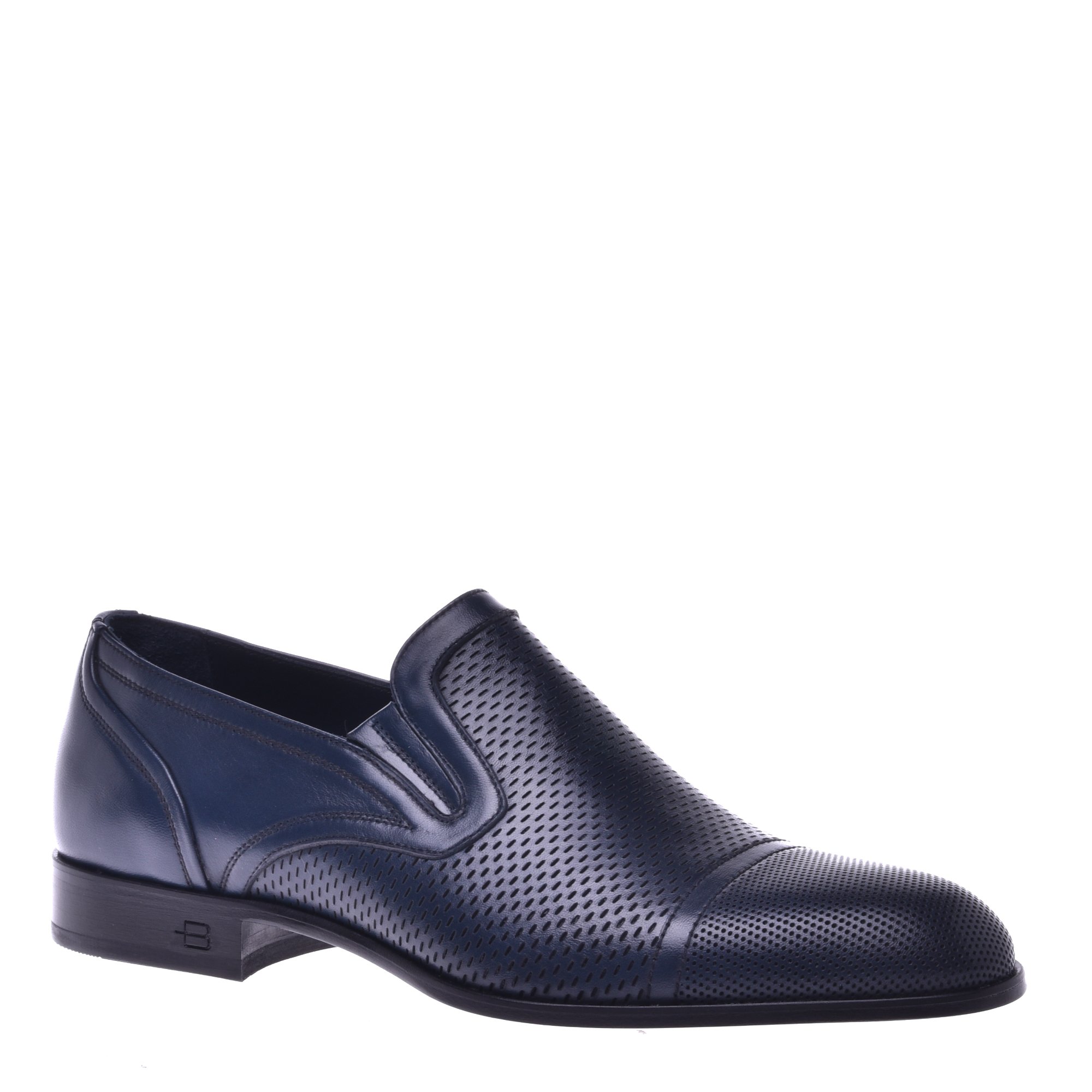 Loafer in dark blue perforated calfskin image