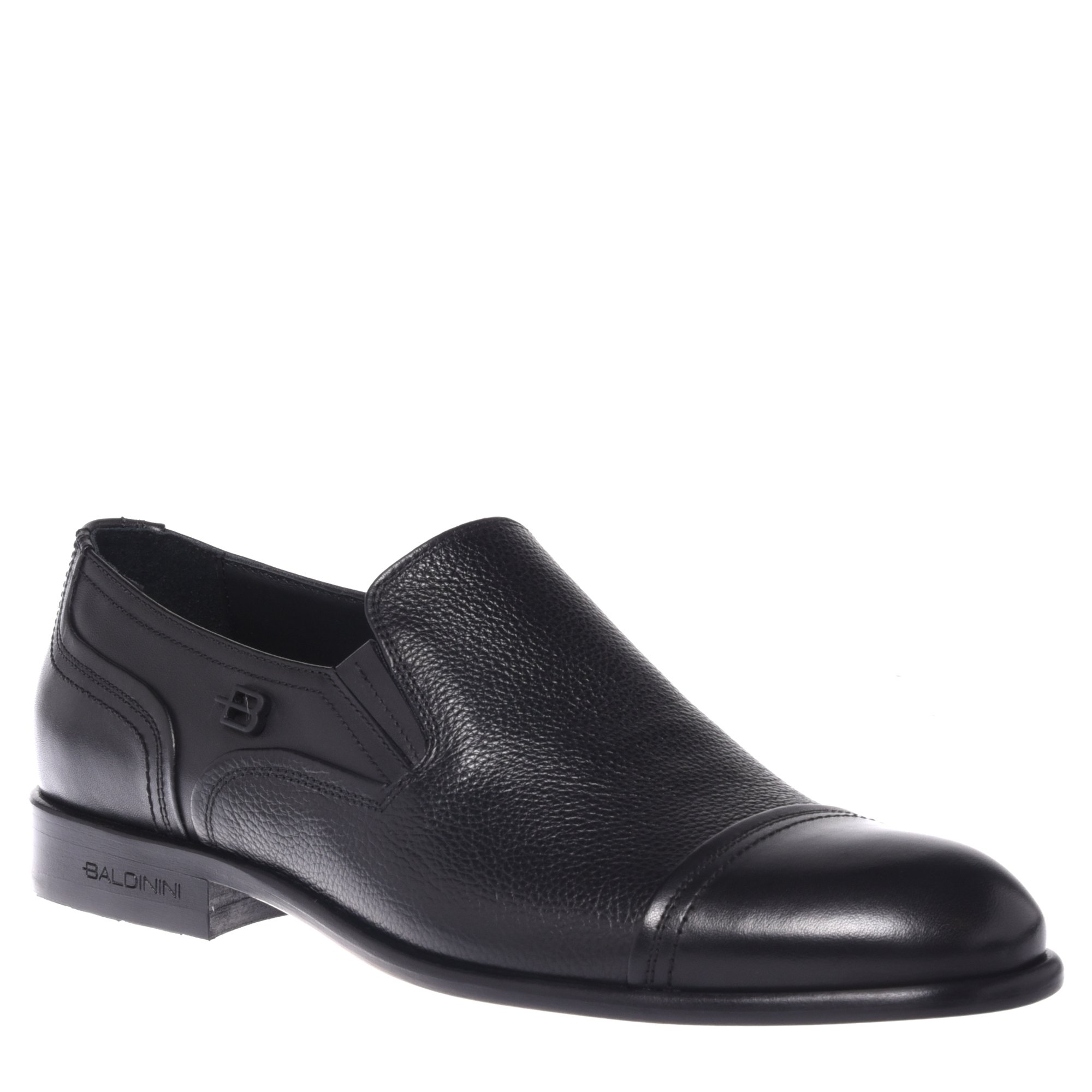 Slippers in black leather and tumbled leather image