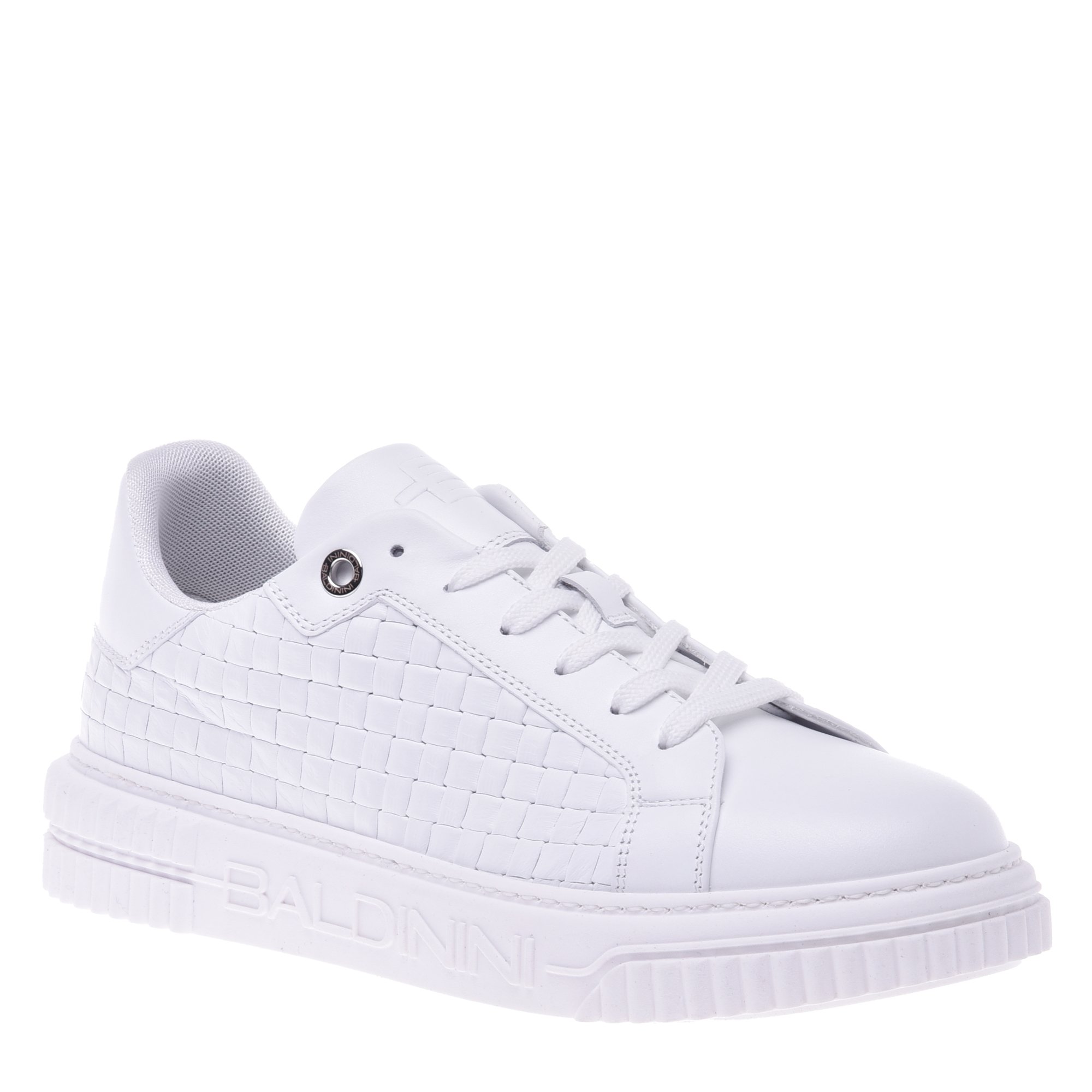 Sneaker in white with woven print image
