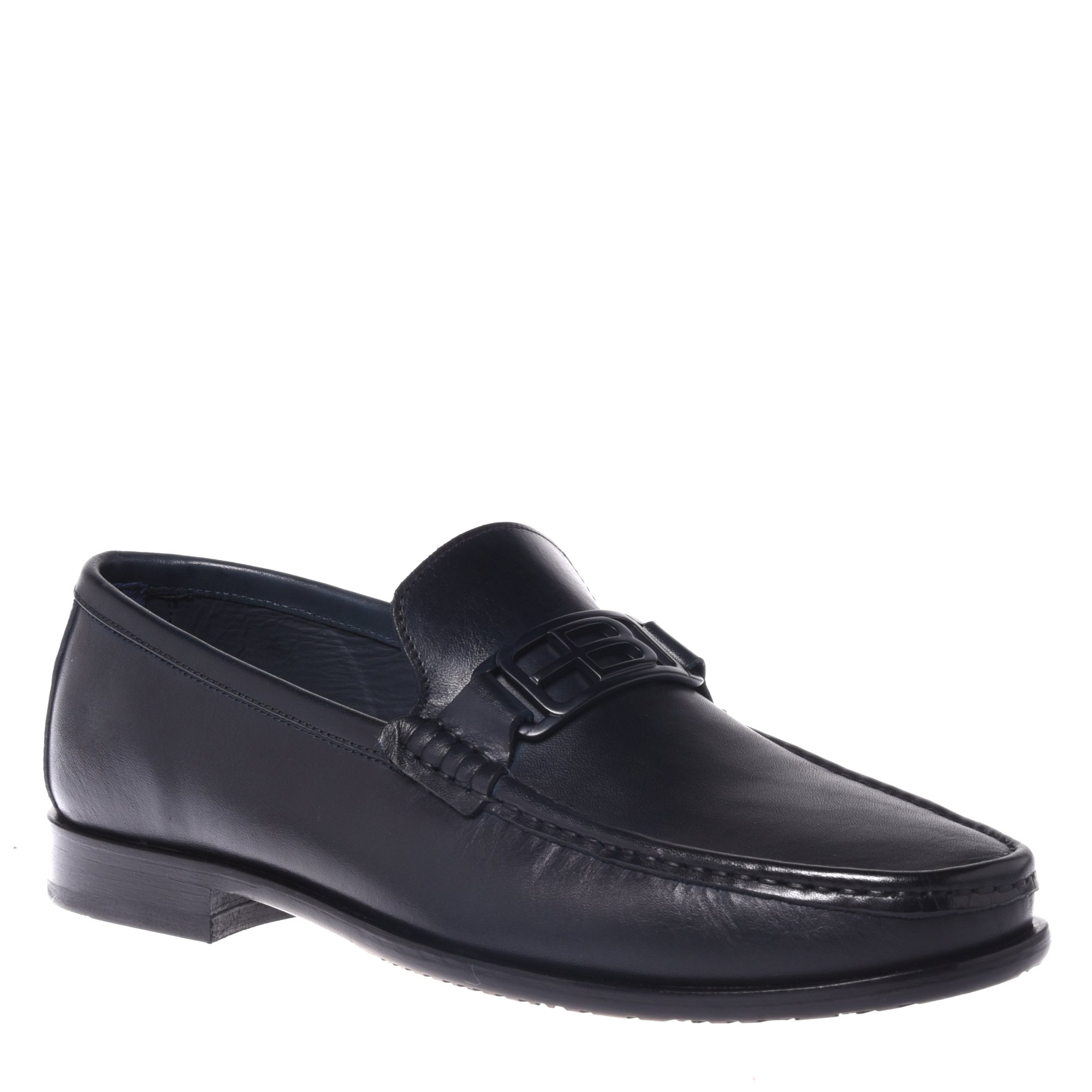Loafers in dark blue leather image