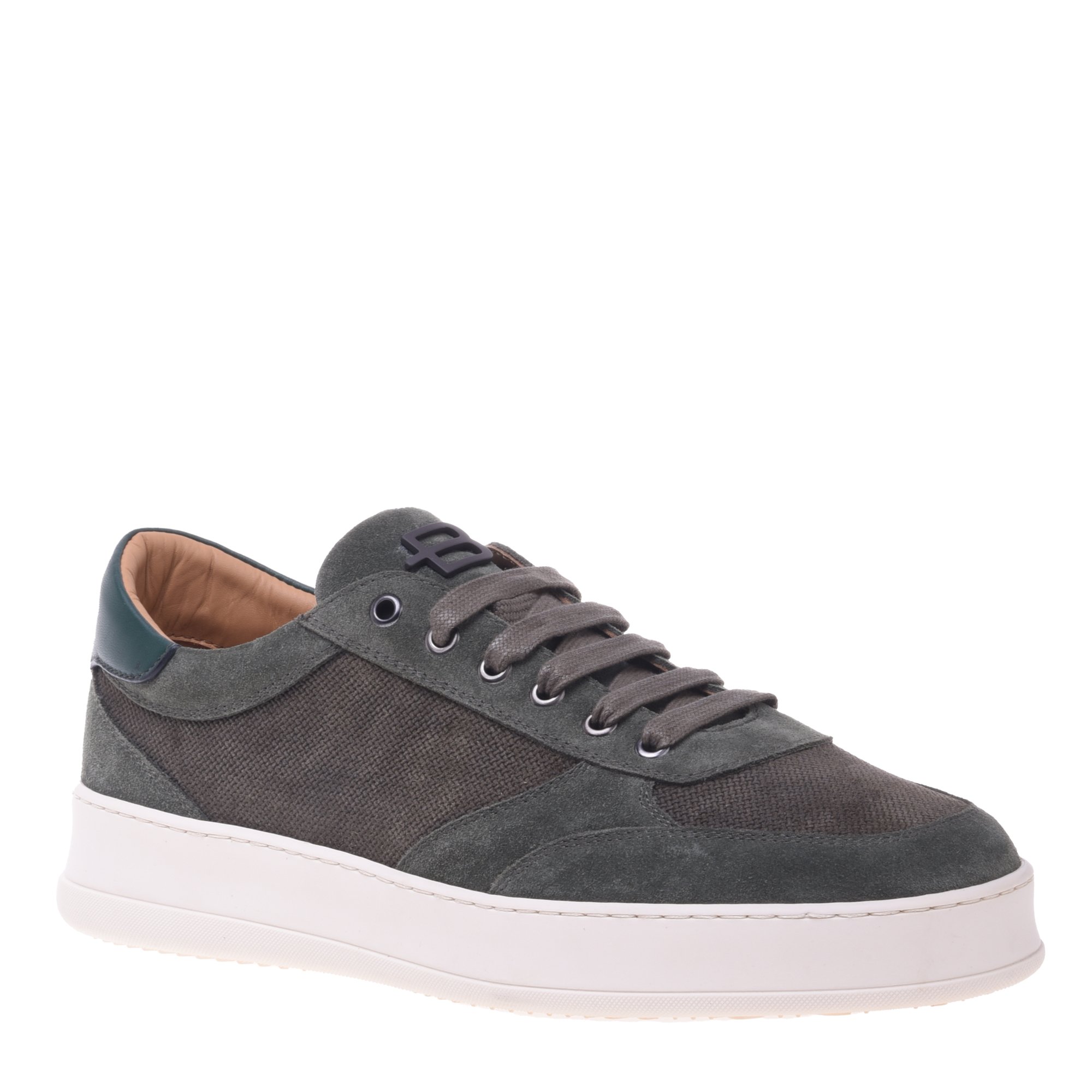 Green printed suede trainer image