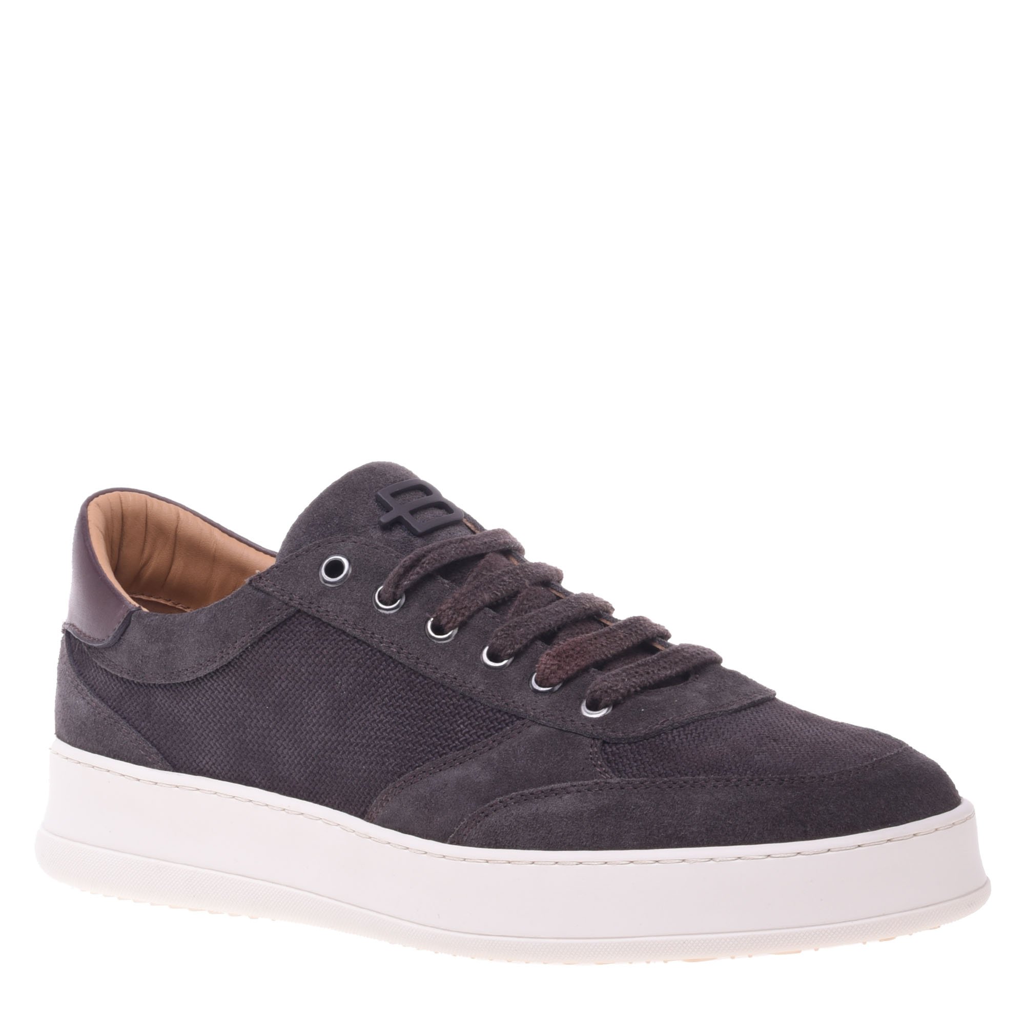 Brown printed suede trainer image