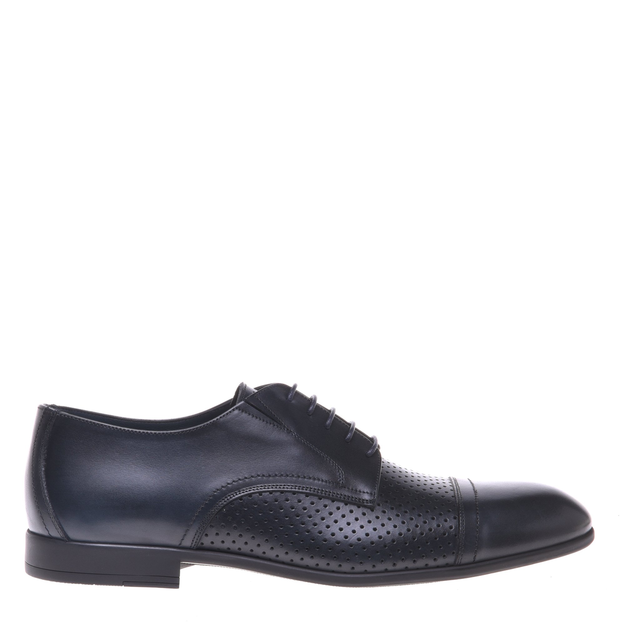 Blue perforated leather lace-up image