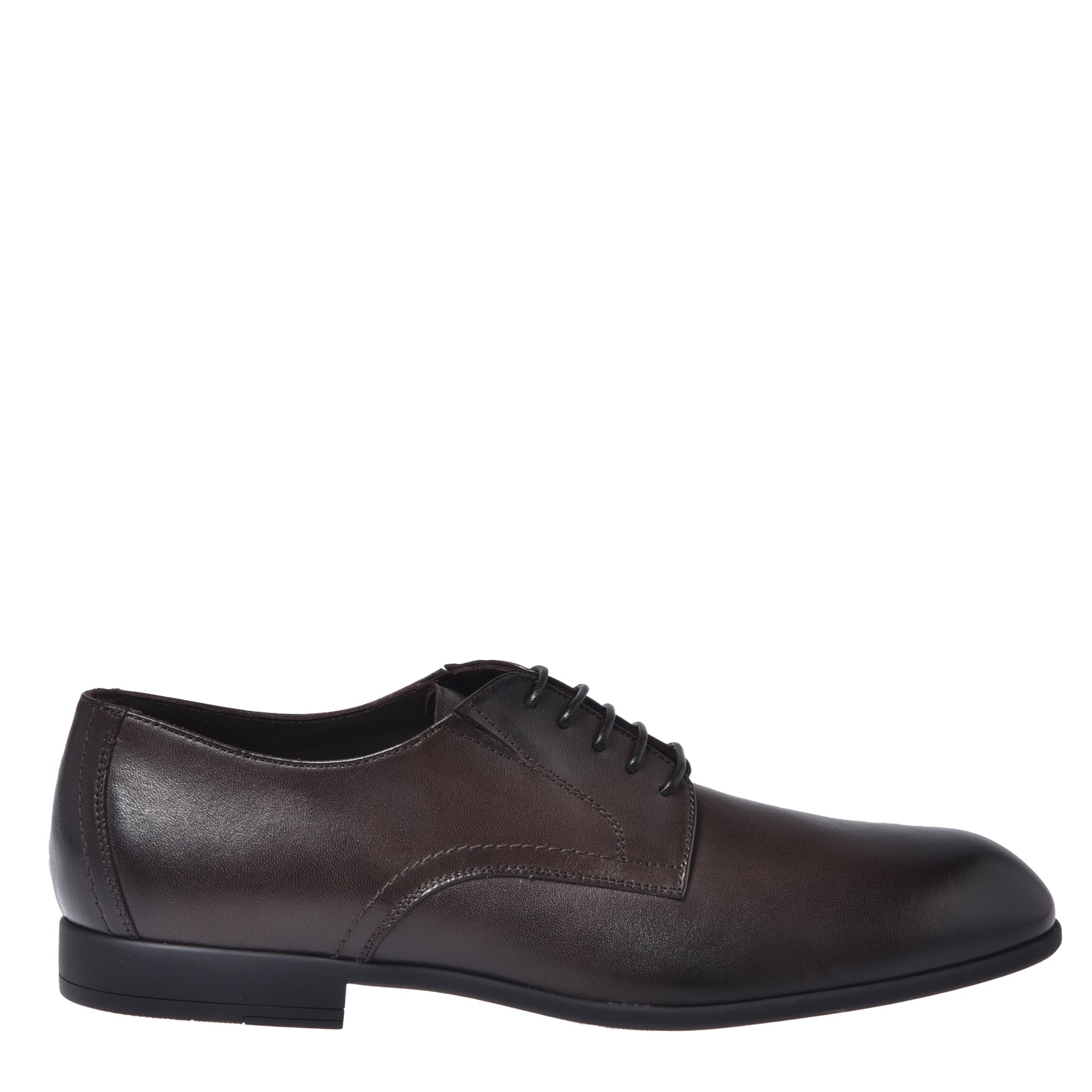 Dark brown leather lace-up shoe image