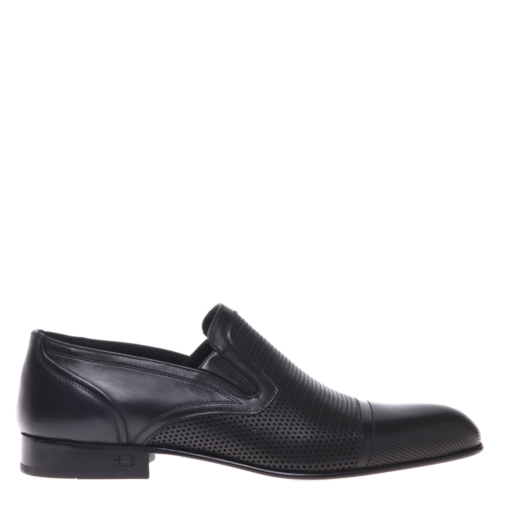 Black perforated leather slipper image