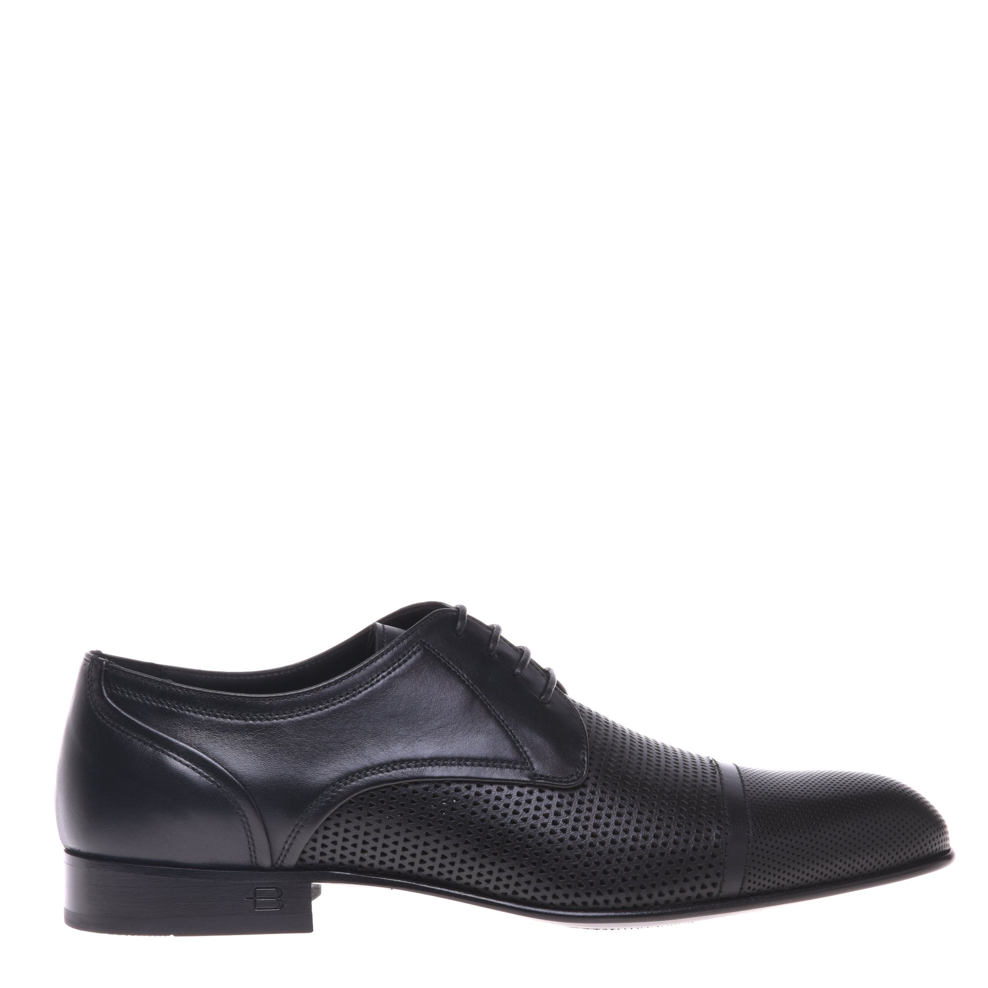 Black perforated leather lace-up image