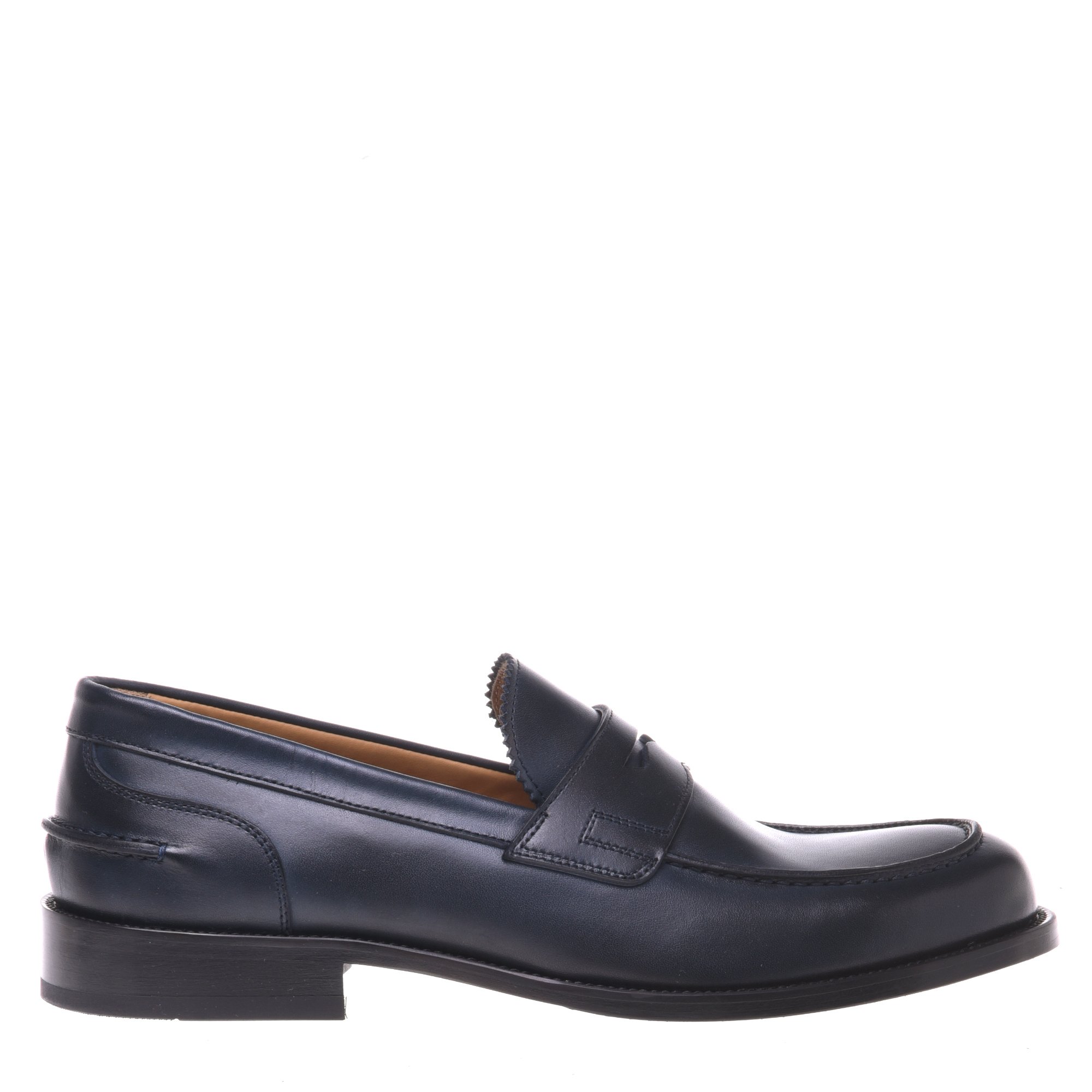 Blue leather loafers image