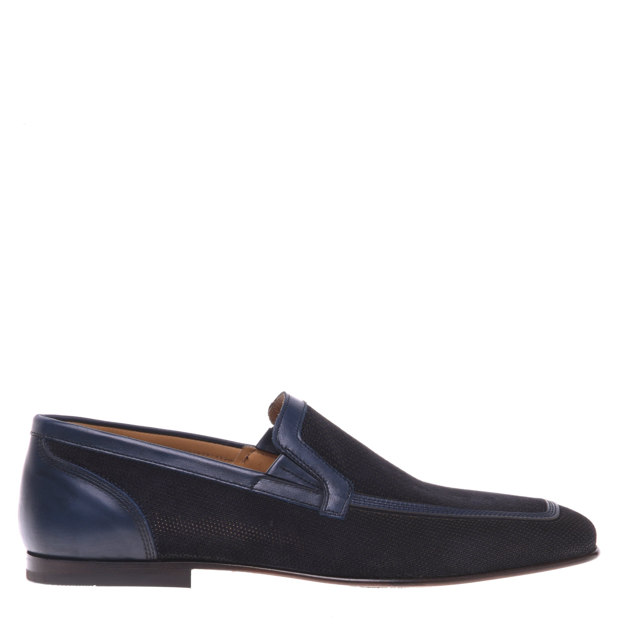 Dark blue perforated suede slip-on image