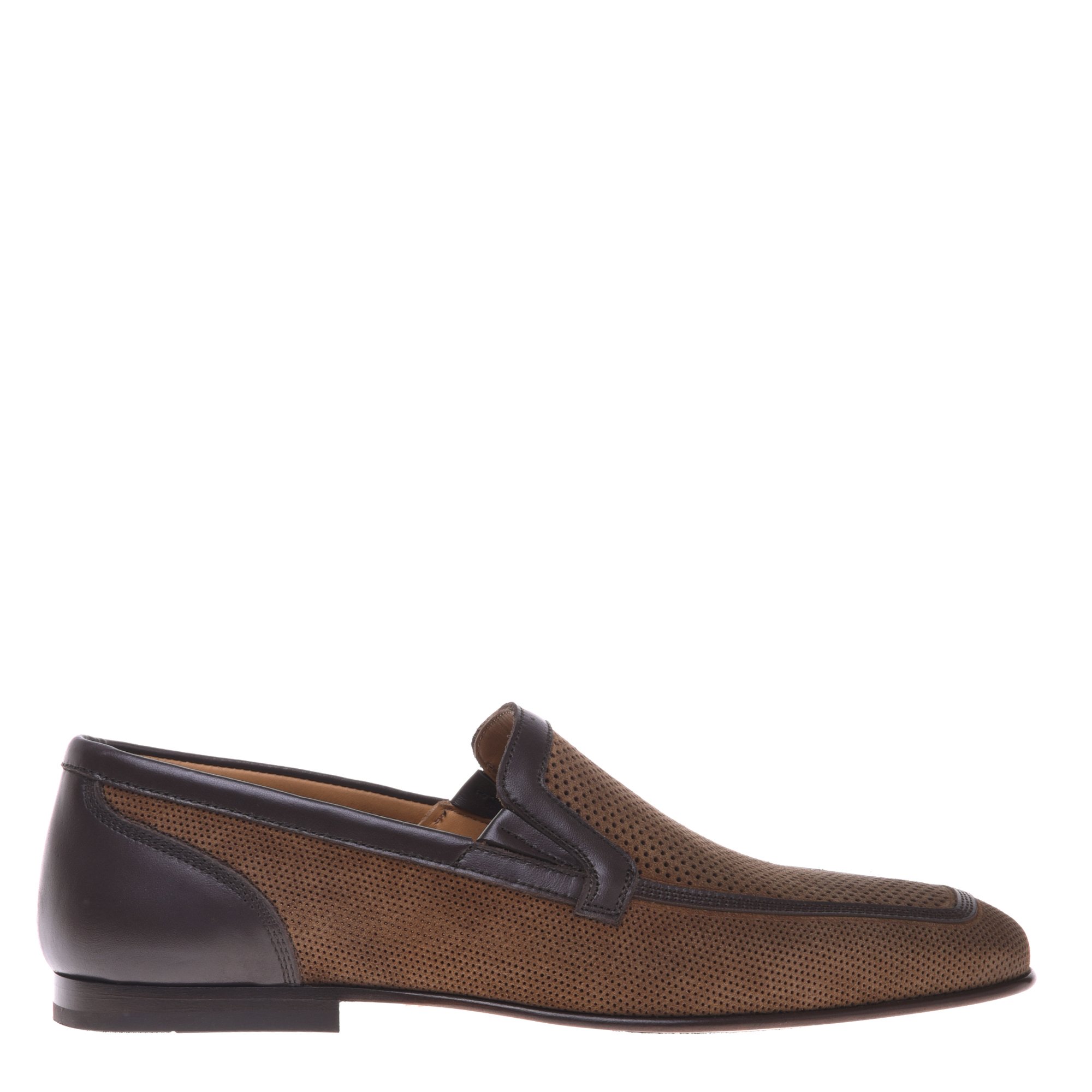Leather-colored perforated suede slip-on image