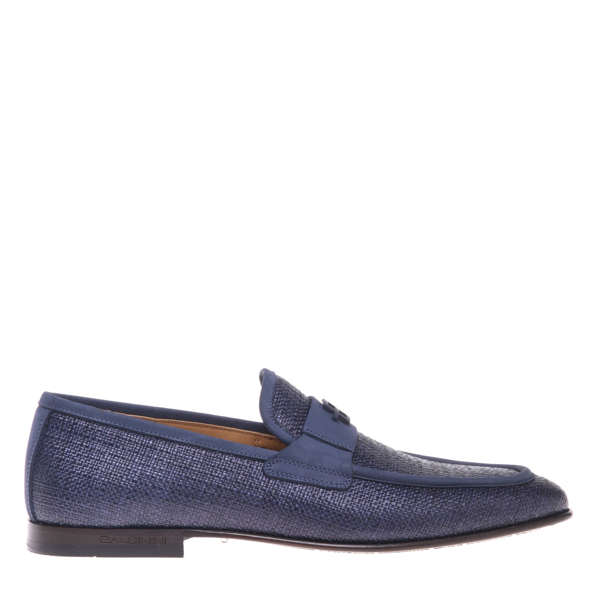 Raffia and blue nubuck loafer image