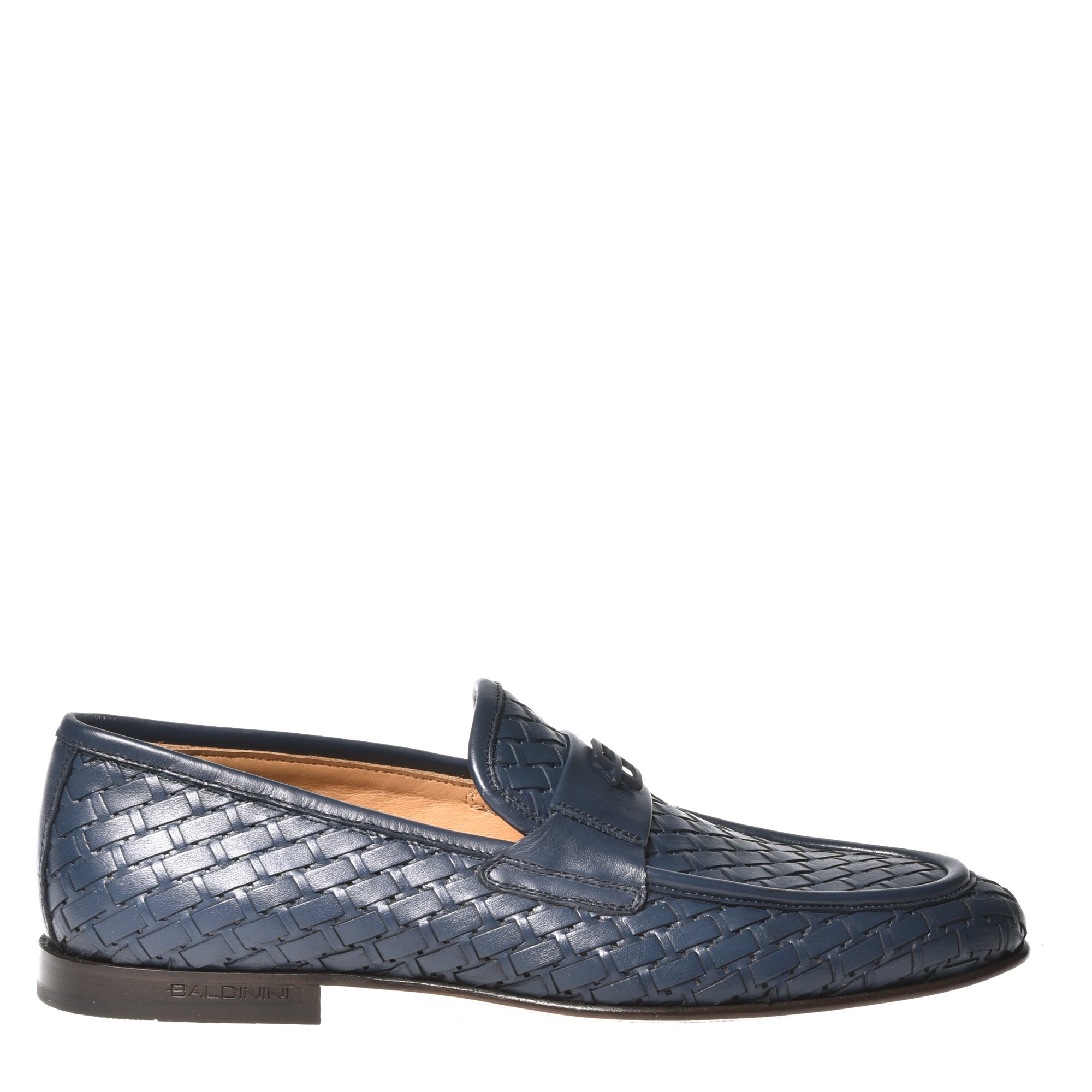 Blue woven leather loafer image