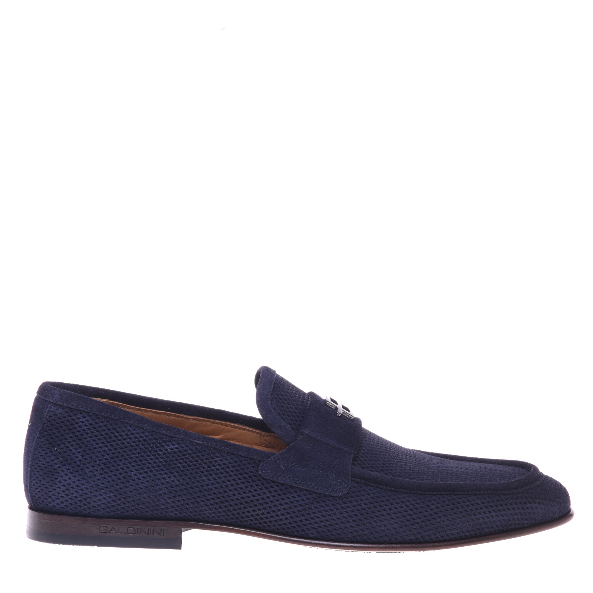 Blue printed suede loafer image