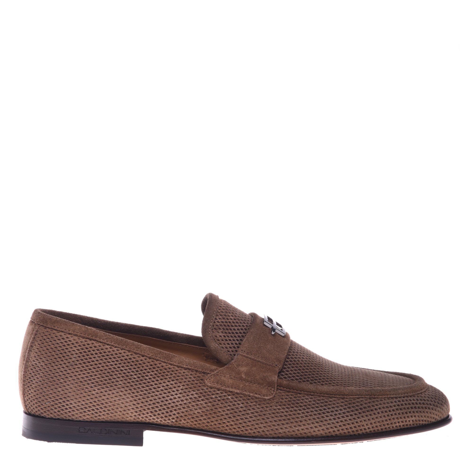 Brown printed suede loafer image