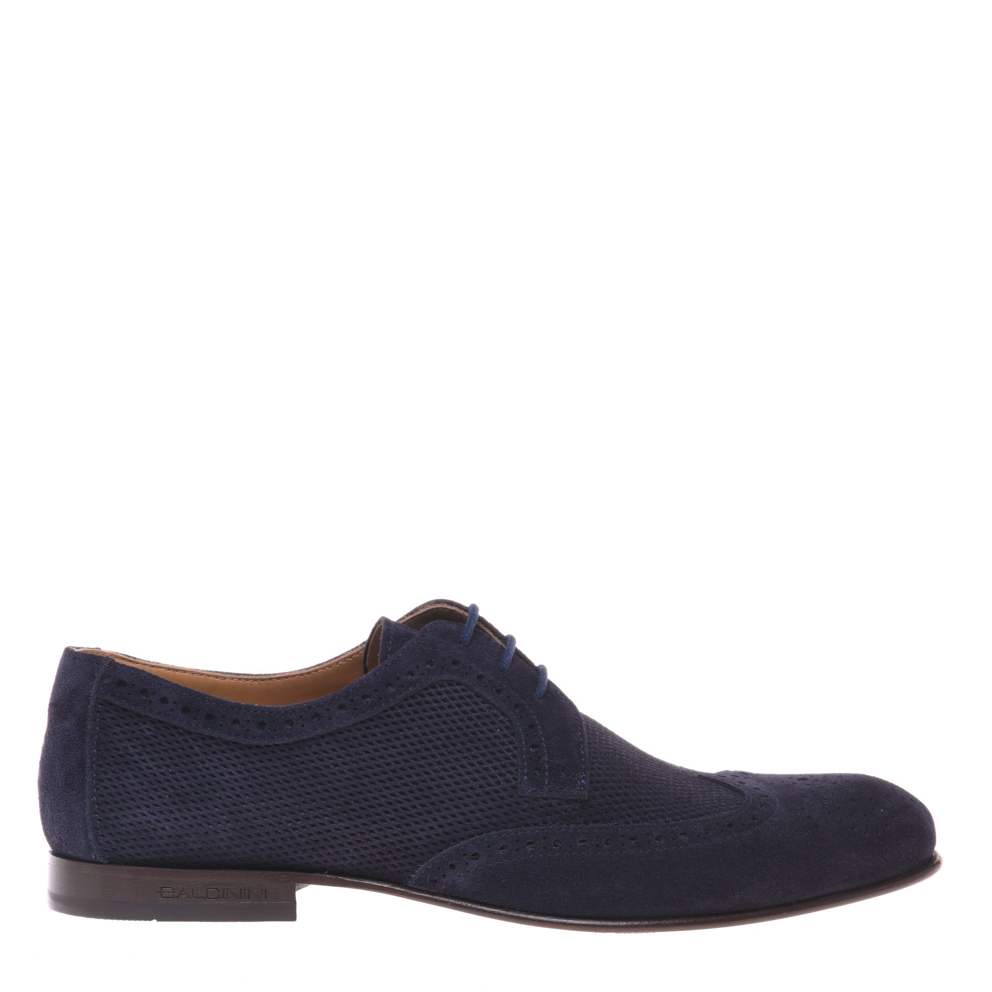 Blue printed suede lace-up image