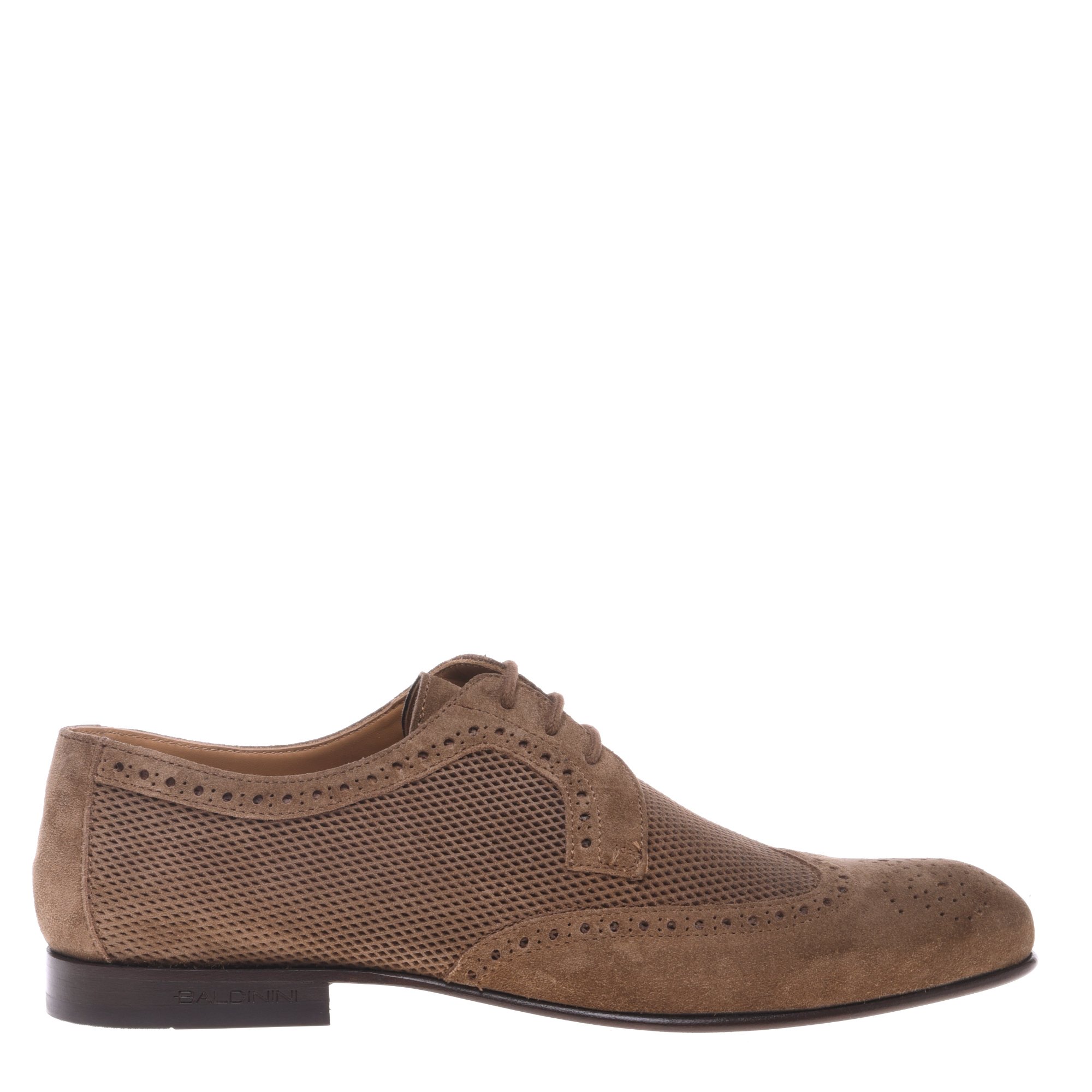 Beige printed suede lace-up image