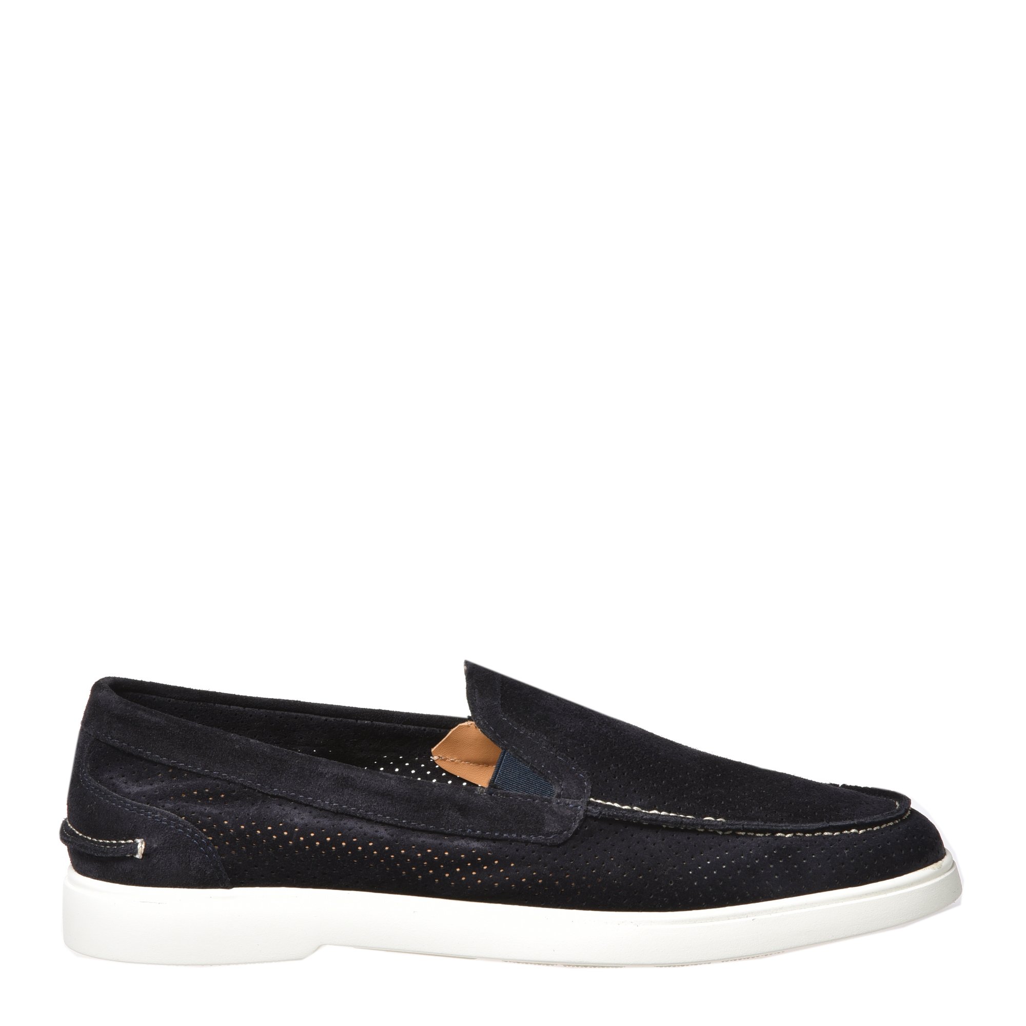 Blue perforated suede slipper image