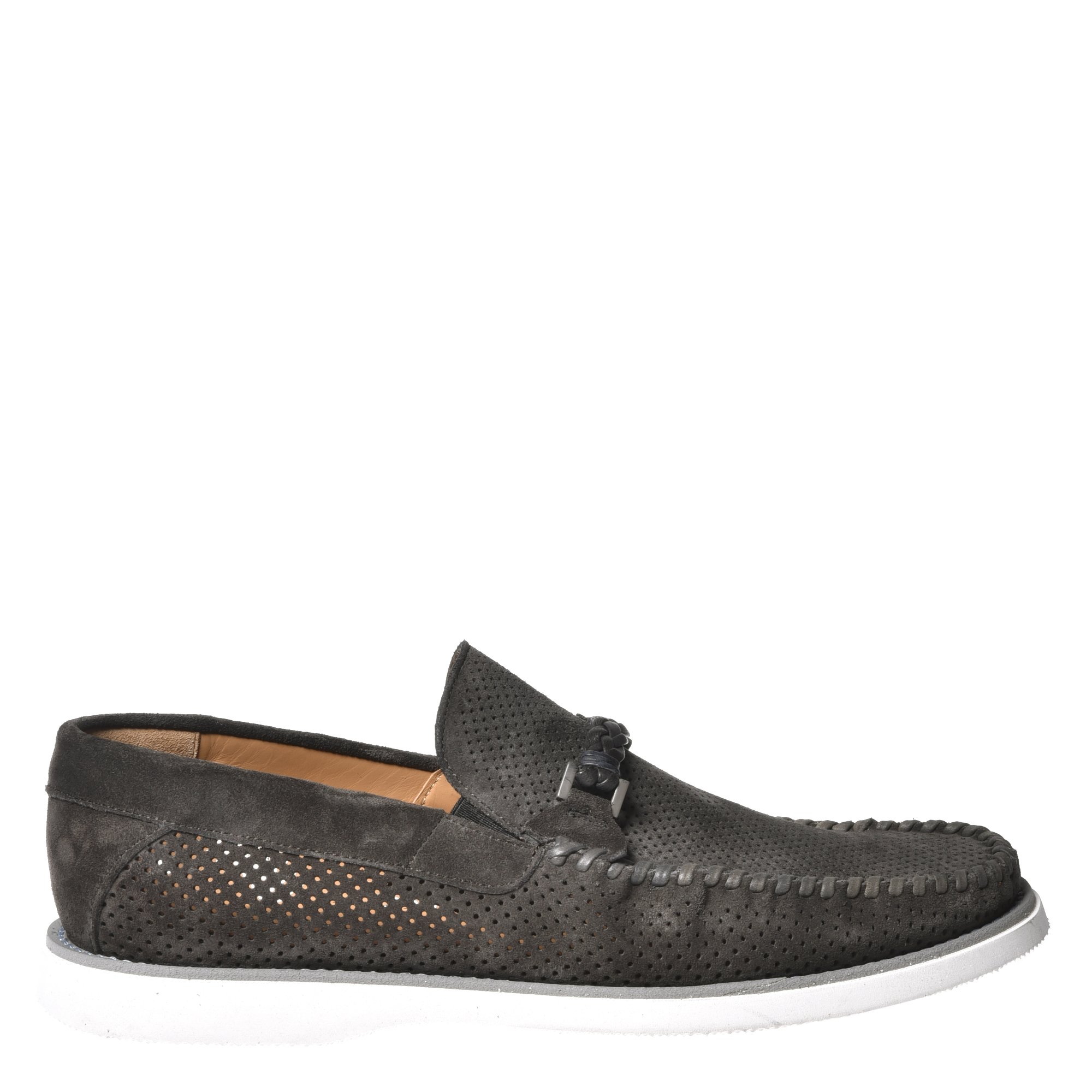 Grey perforated suede loafer image