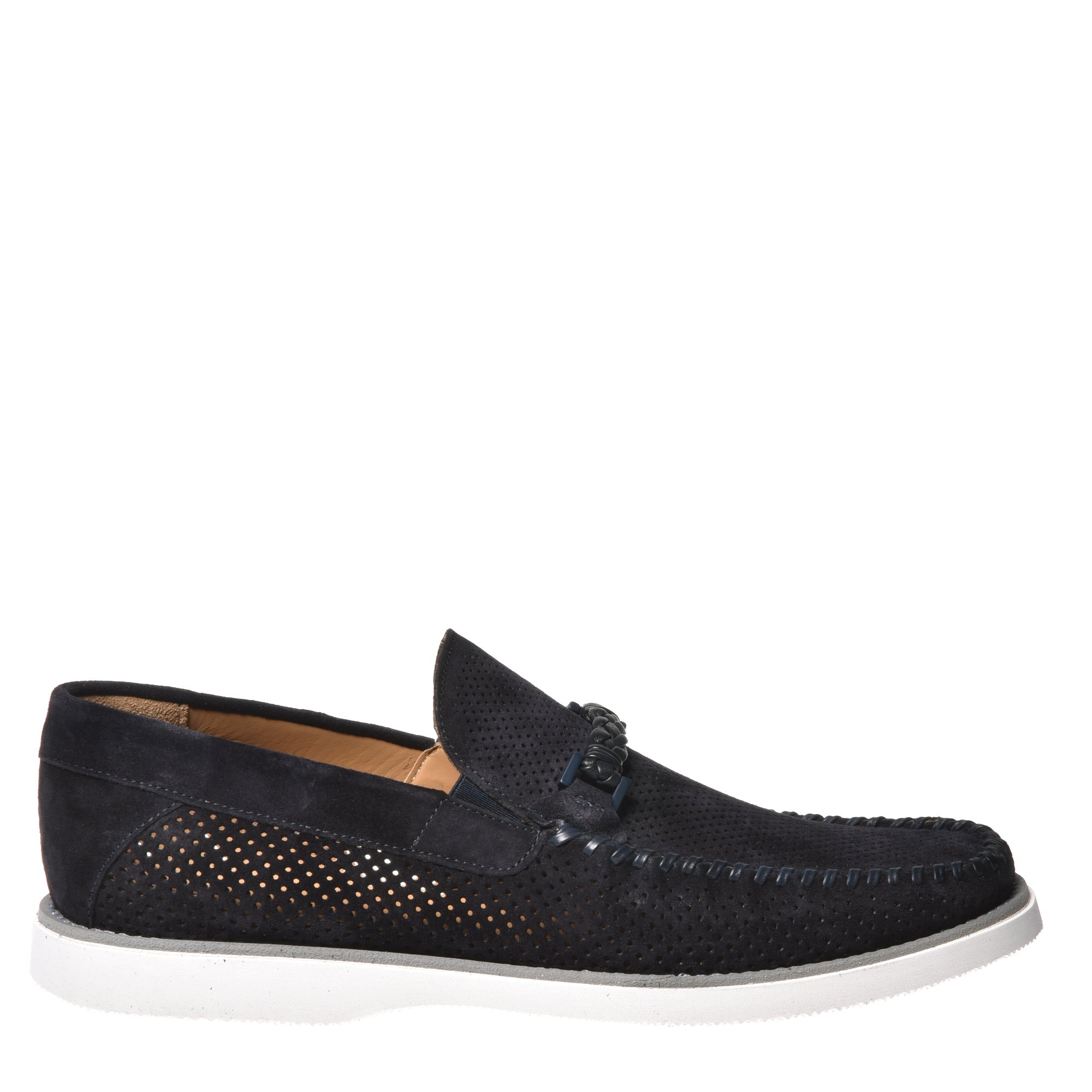 Blue perforated suede loafer image