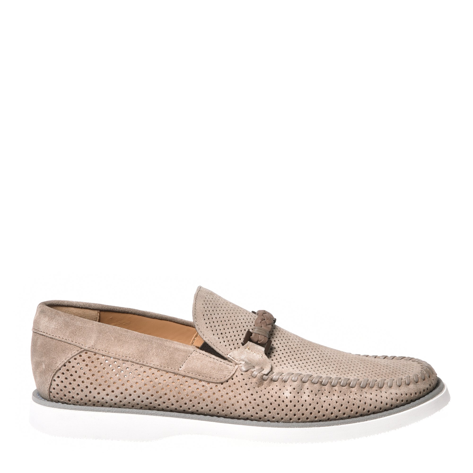 Beige perforated suede loafer image