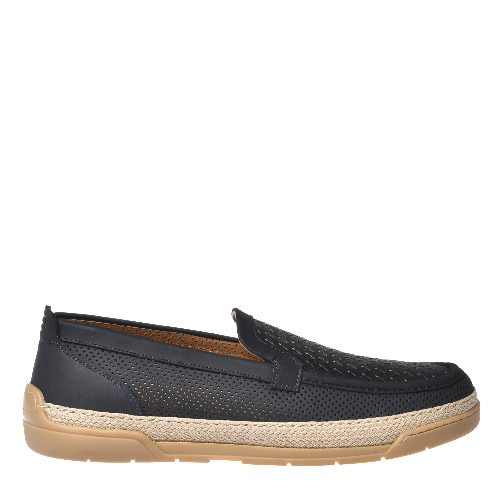 Loafer in perforated nubuck and blue weave print image