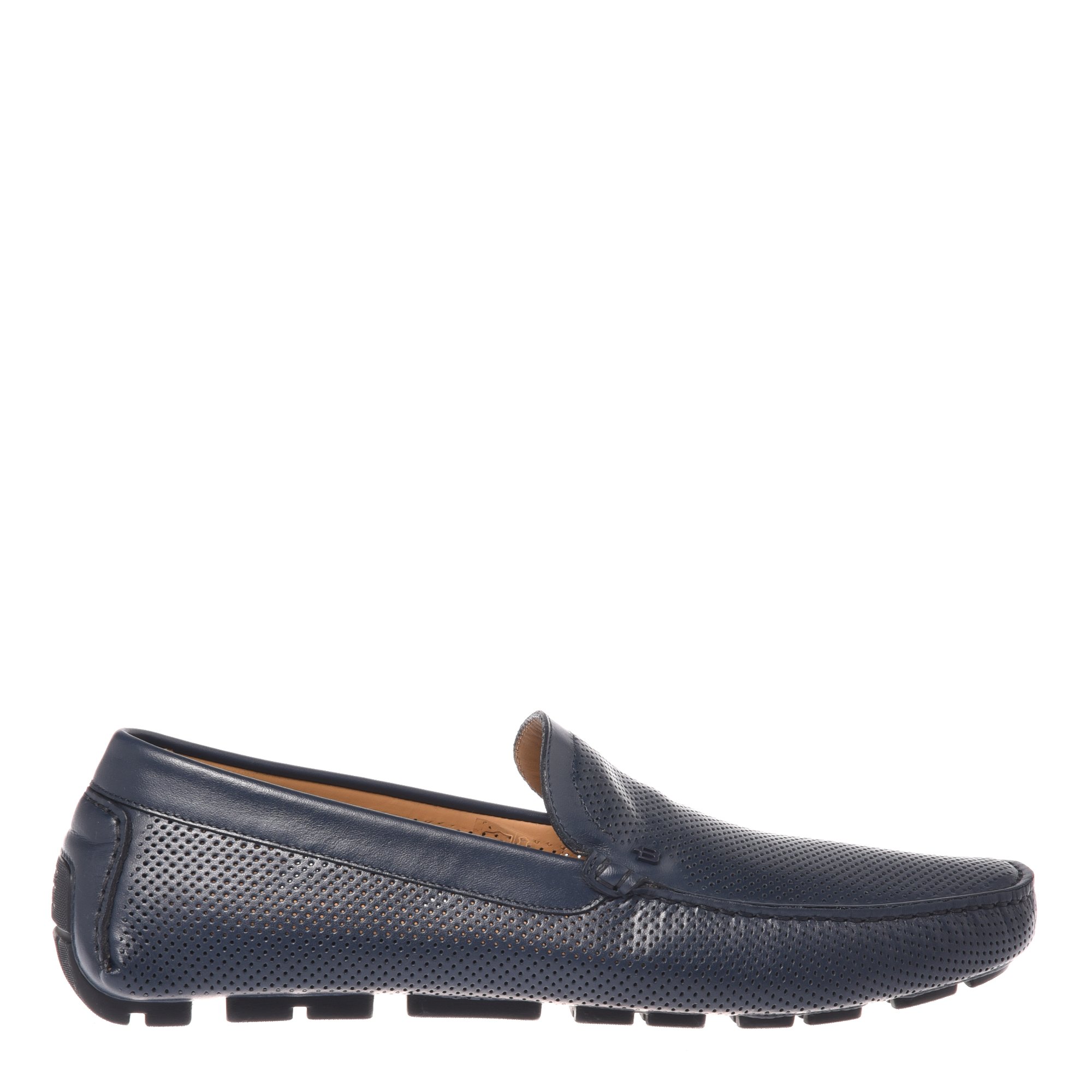 Dark blue perforated leather loafer image