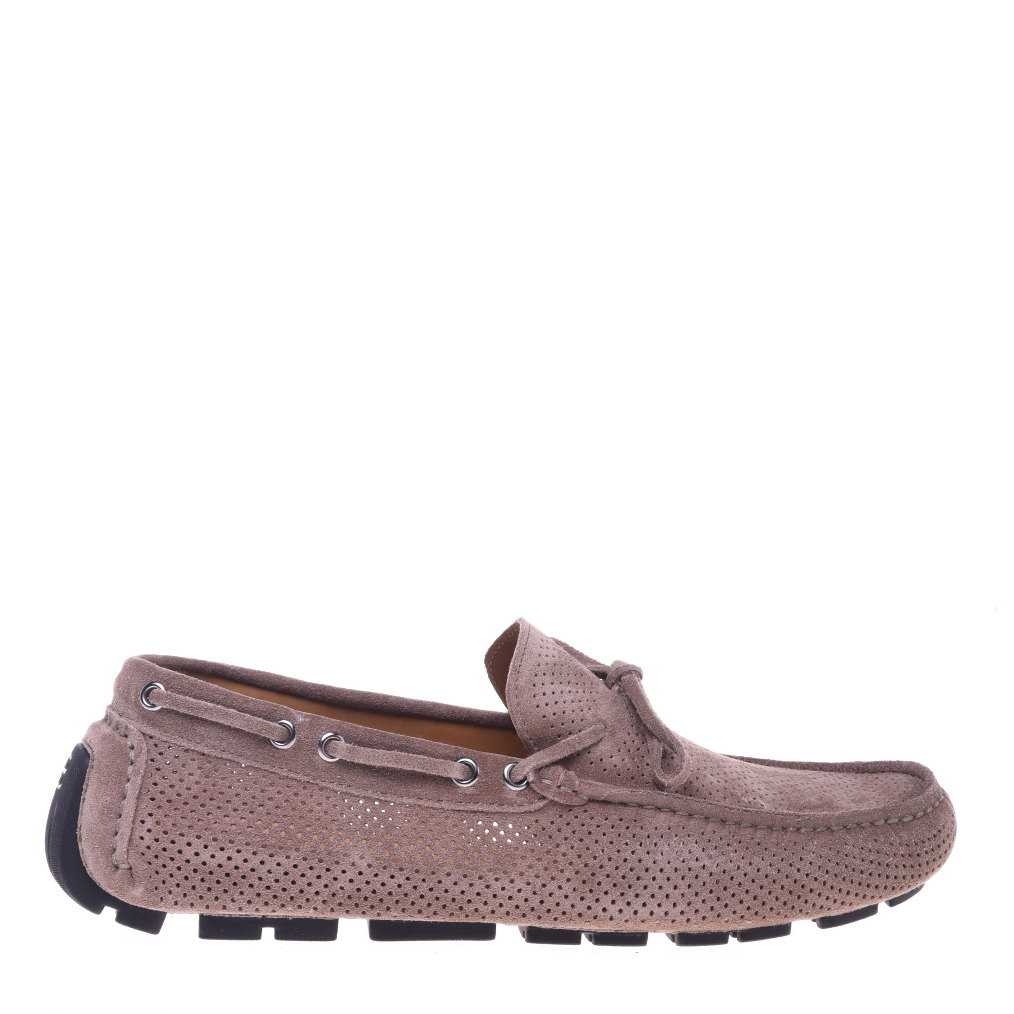 Beige perforated suede loafer image