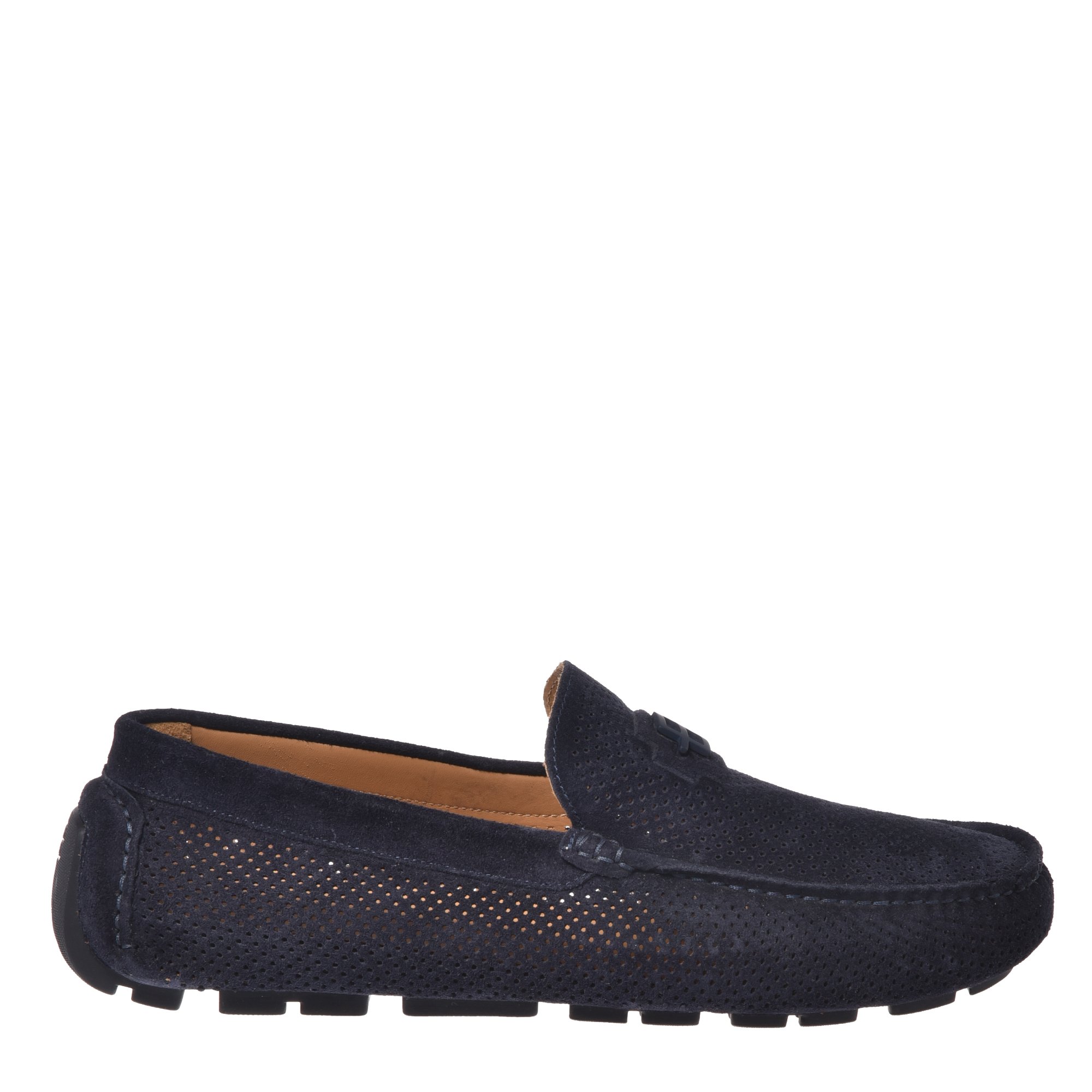 Blue perforated suede loafer image