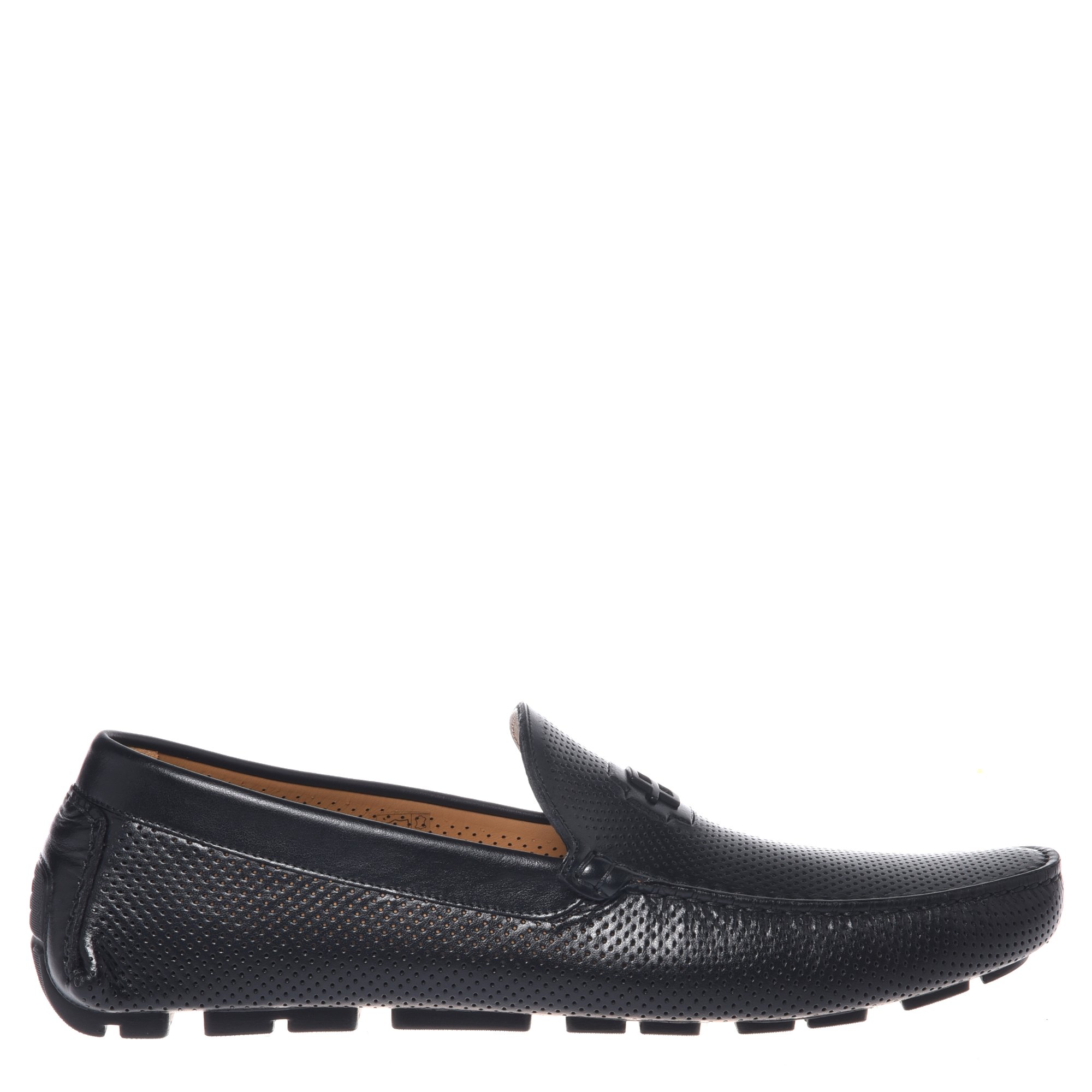 Black perforated leather loafer image
