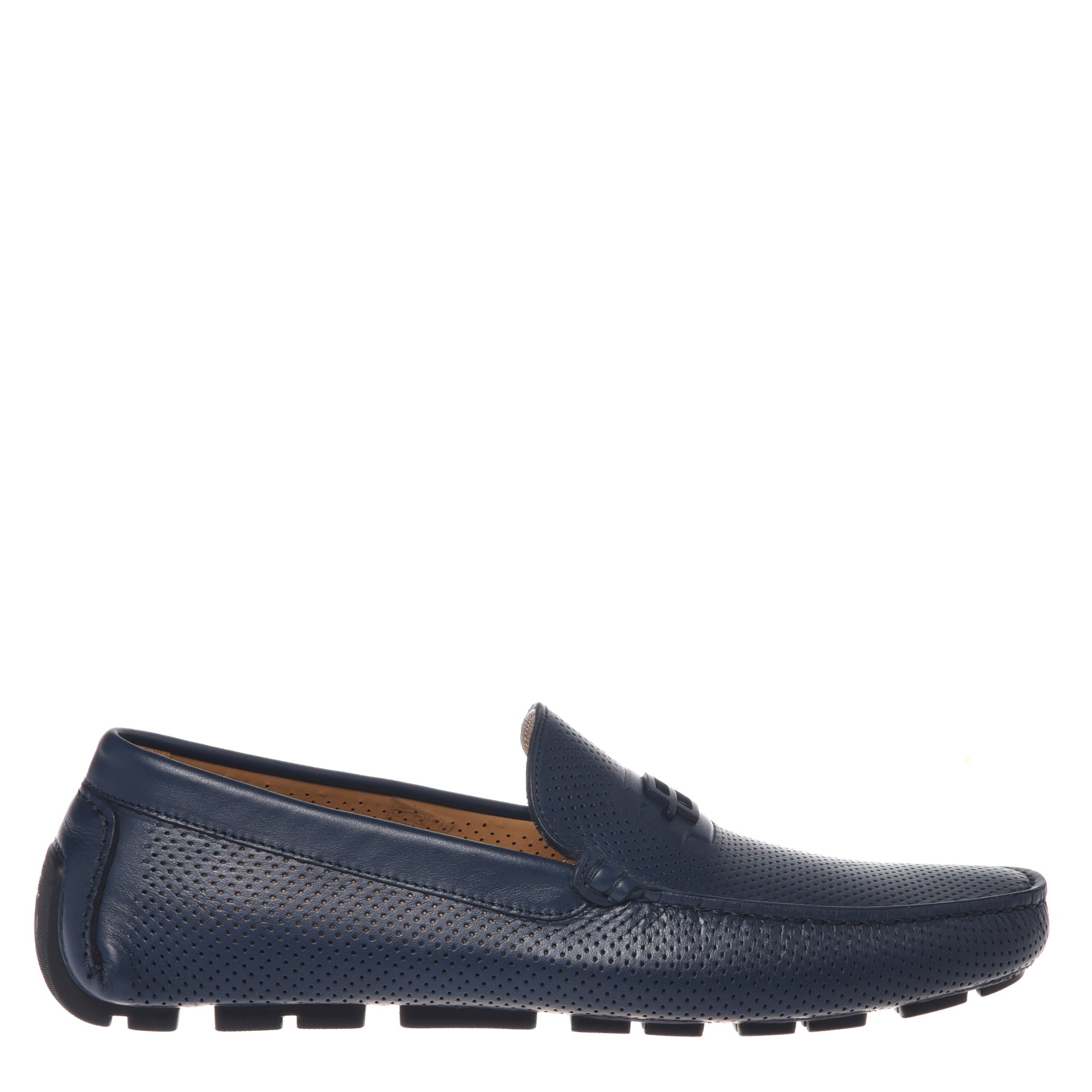 Dark blue perforated leather loafer image