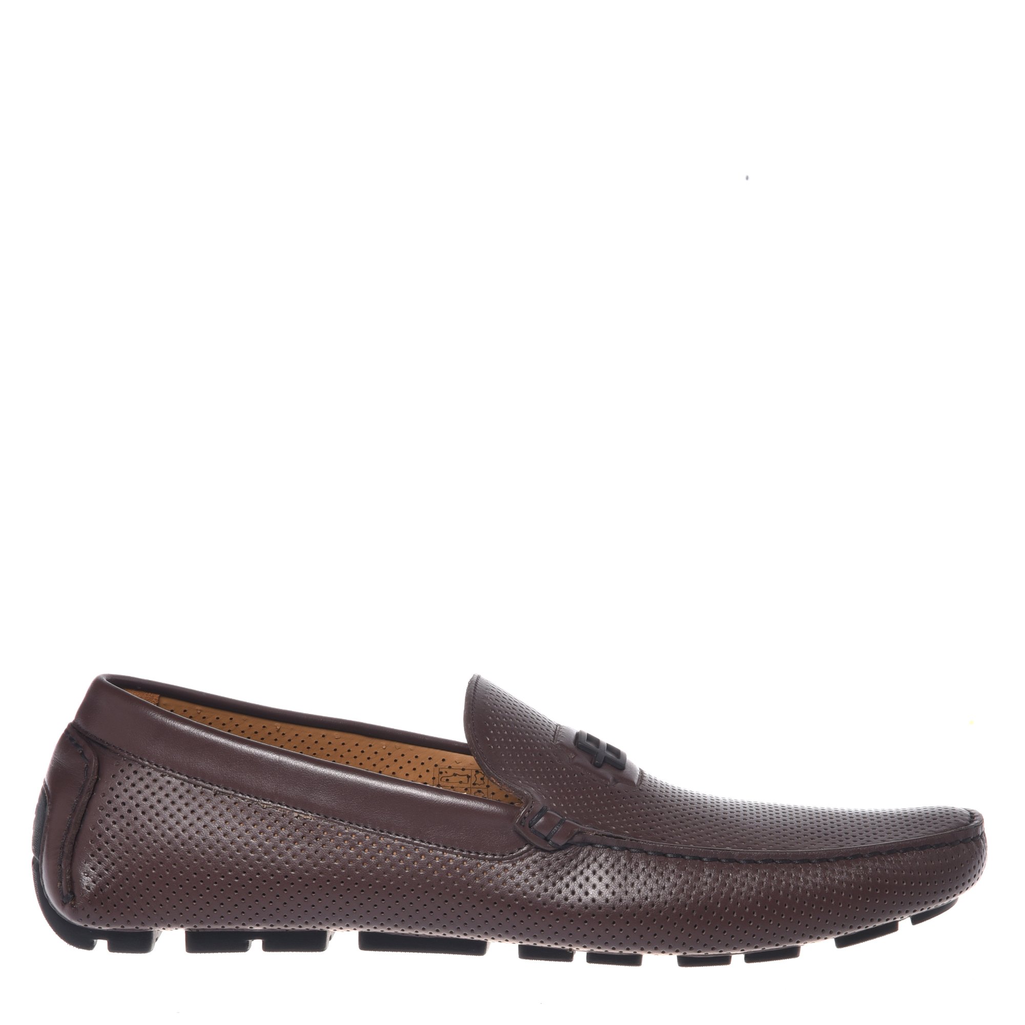 Dark brown perforated leather loafer image