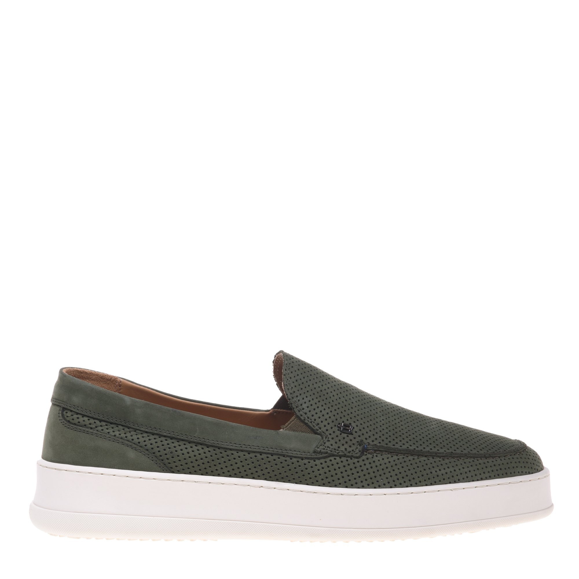 Green perforated nubuck slipper image