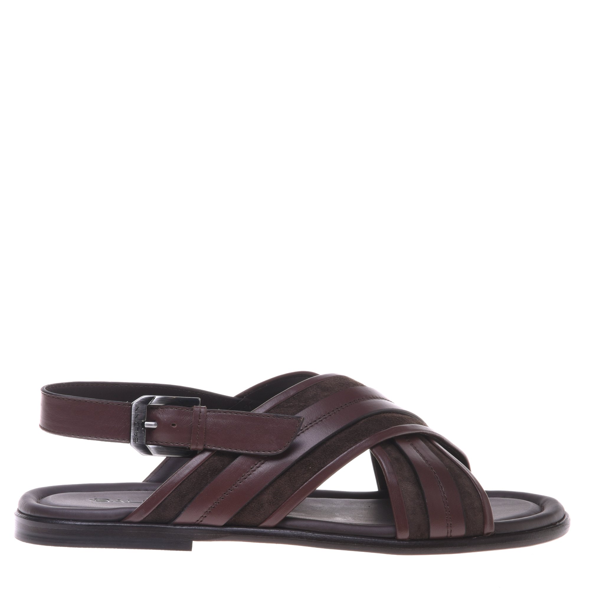 Dark brown leather and suede sandal image