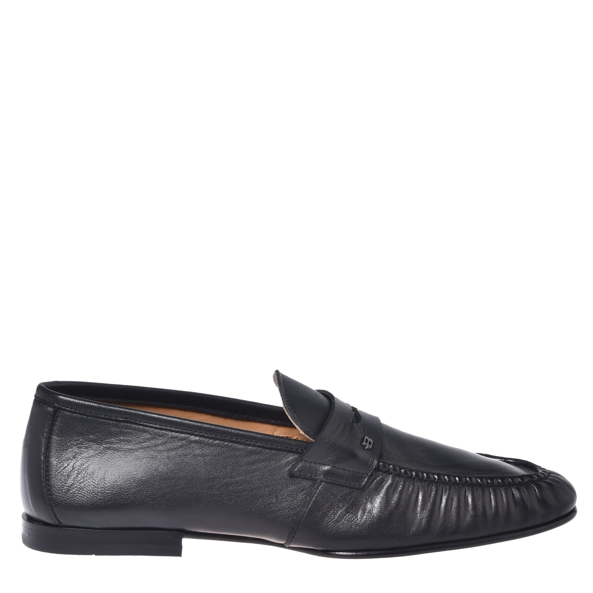 Black nappa leather loafers image