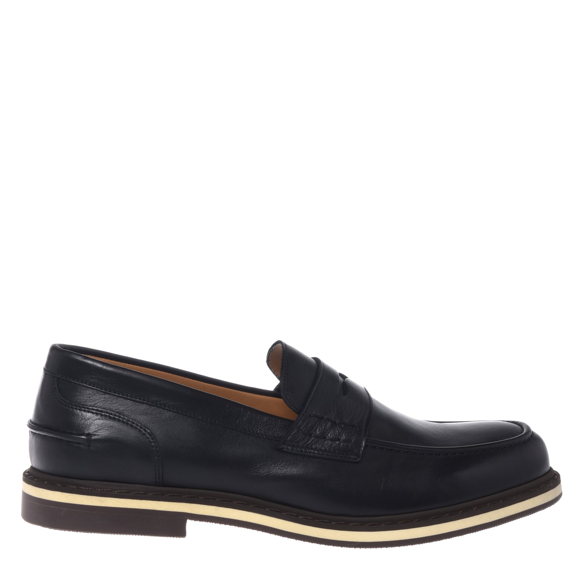 Black leather loafers image