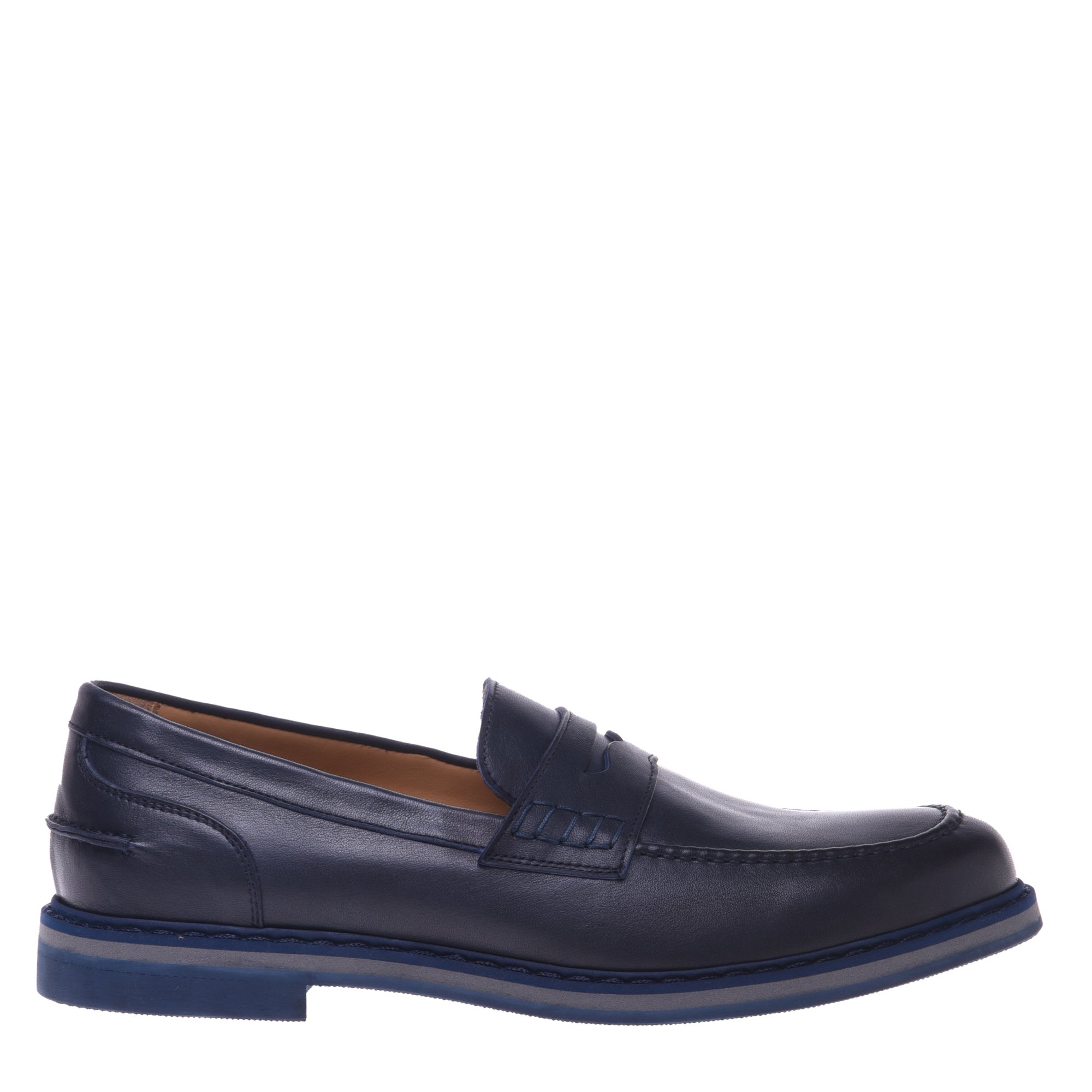 Blue leather loafers image