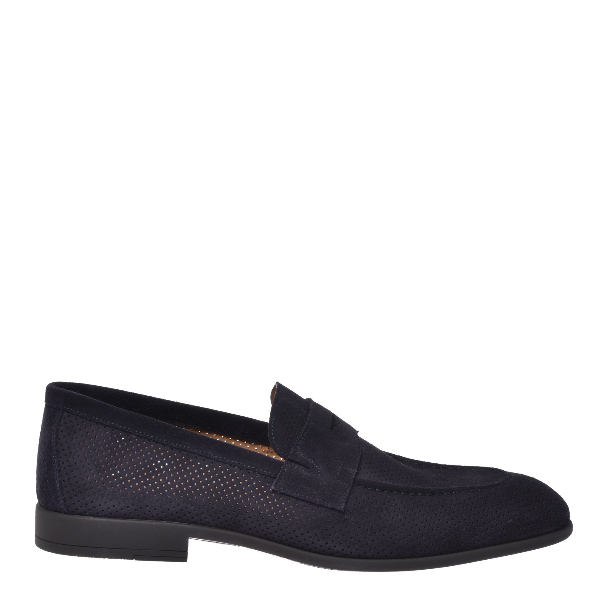 Blue perforated suede loafer image
